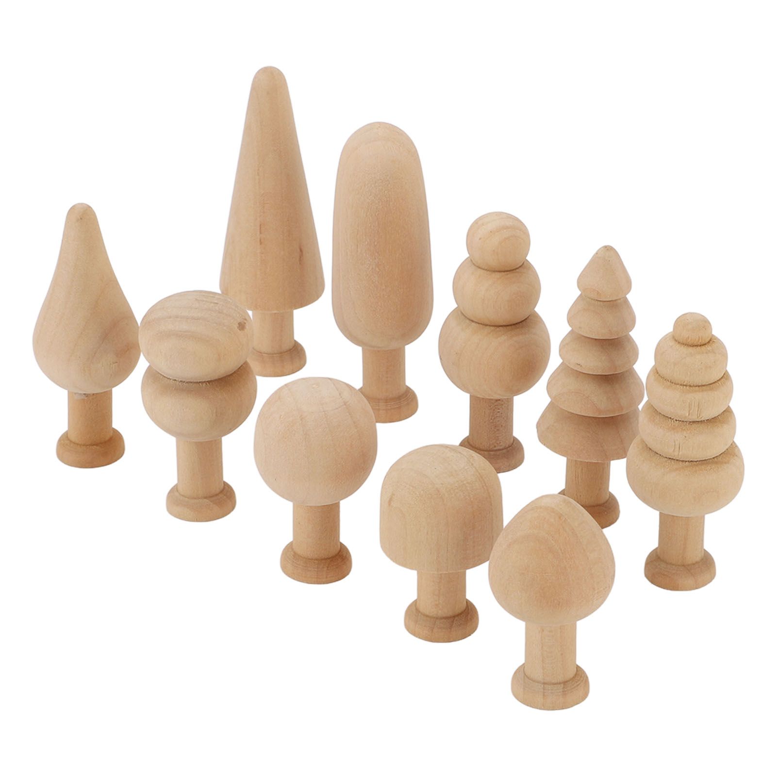 2 Set Unfinished Wooden Trees to Paint Mini Blank Peg Xmas Tree Home Holiday view 4
