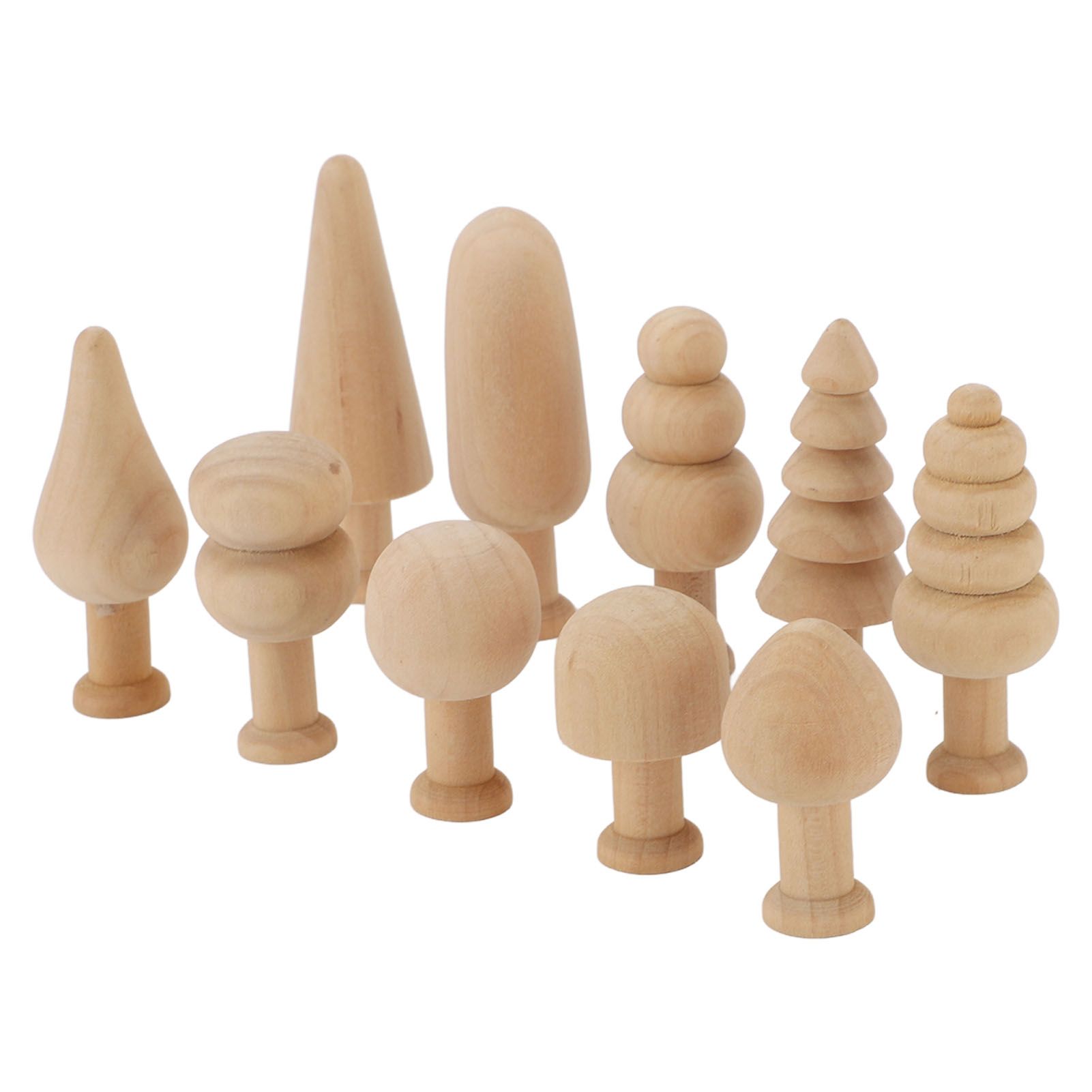 2 Set Unfinished Wooden Trees to Paint Mini Blank Peg Xmas Tree Home Holiday view 6
