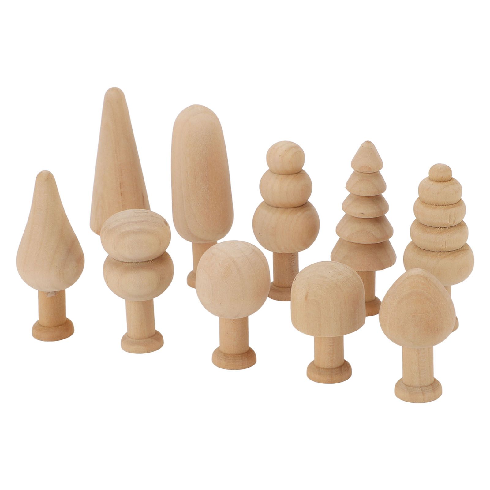 2 Set Unfinished Wooden Trees to Paint Mini Blank Peg Xmas Tree Home Holiday view 8