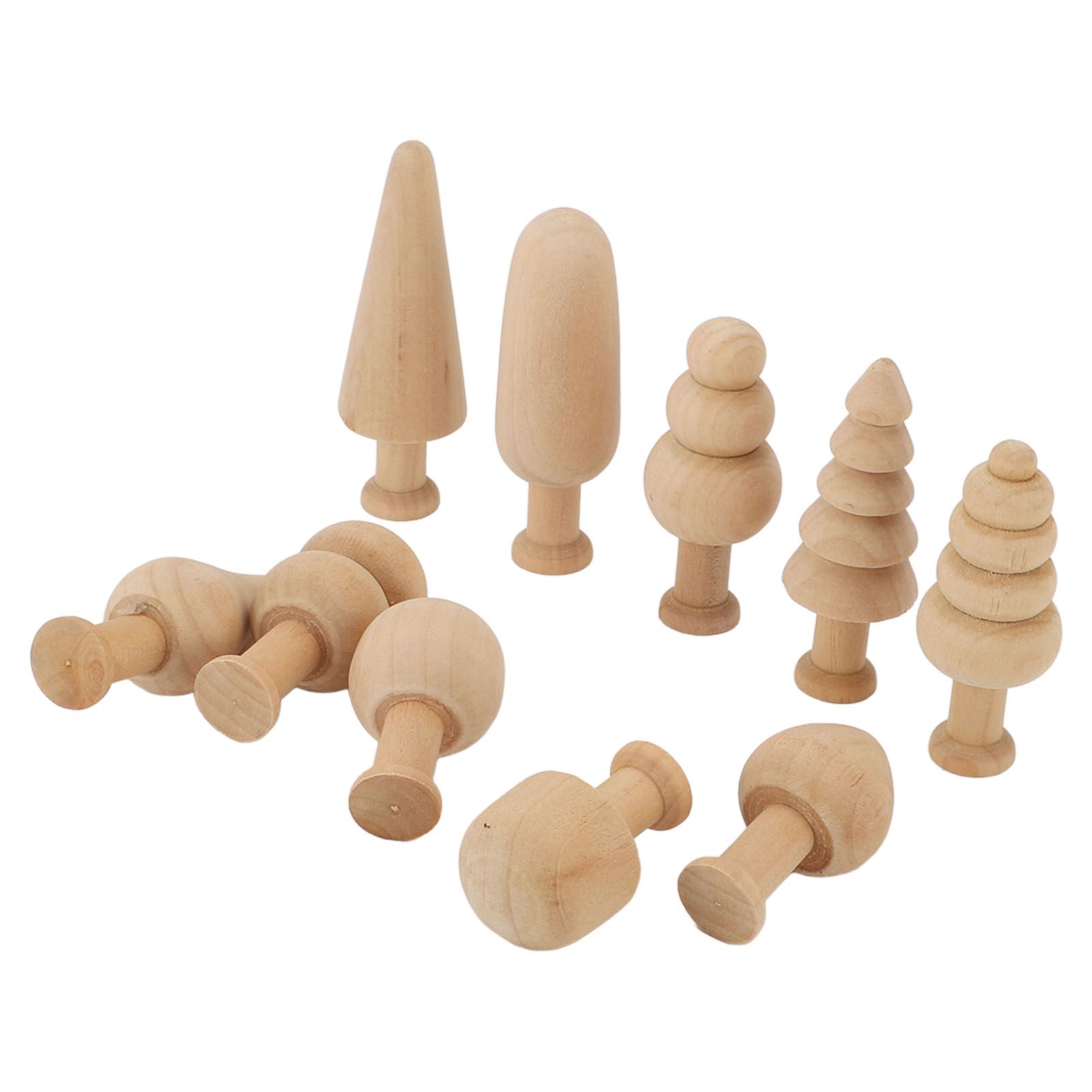 2 Set Unfinished Wooden Trees to Paint Mini Blank Peg Xmas Tree Home Holiday view 11