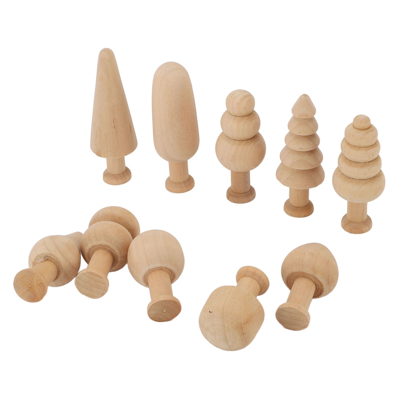 2 Set Unfinished Wooden Trees to Paint Mini Blank Peg Xmas Tree Home Holiday view 12