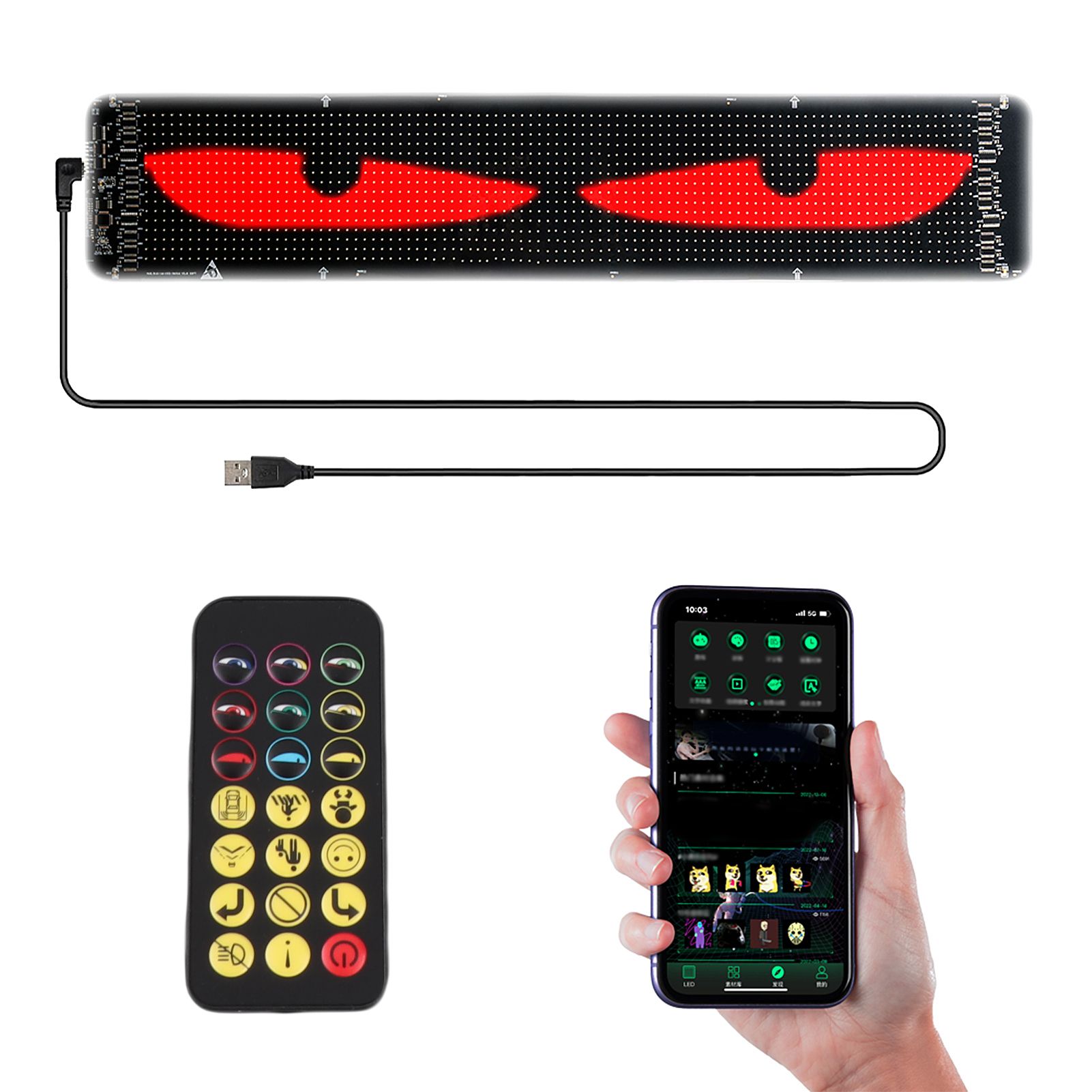 DIY Eyes Light for Windshield with Remote and APP Control BT Connect — image 1