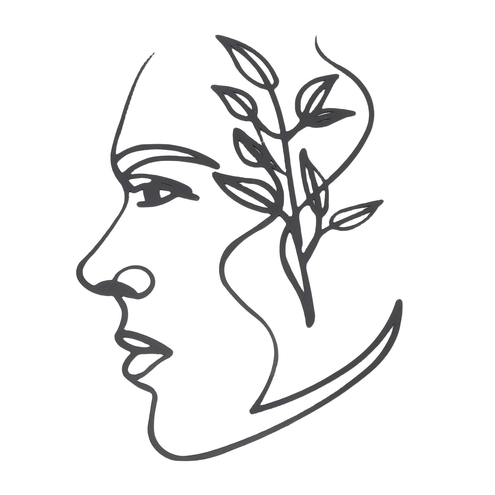 Facial Lines Wall Art Metal Minimalist Modern Side Face Wall Decor for Living view 3