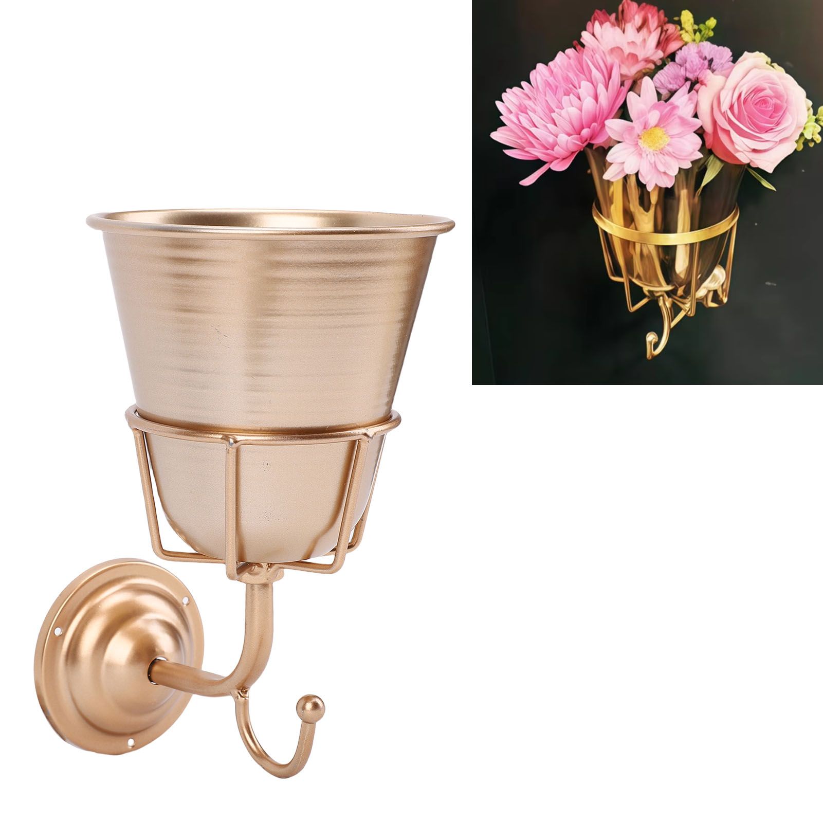 Wall Vessel Stainless Steel Vintage Wall Mounted Vase Hanging Organizer for view 12