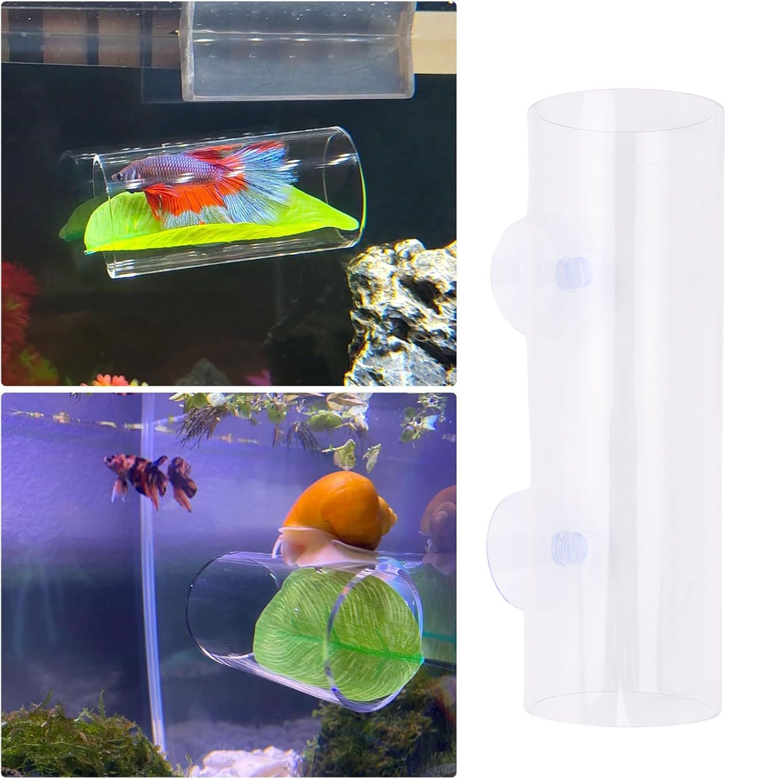 Betta Fish Tunnel Transparent Hollow Betta Fish Tube with Suction Cup for view 11