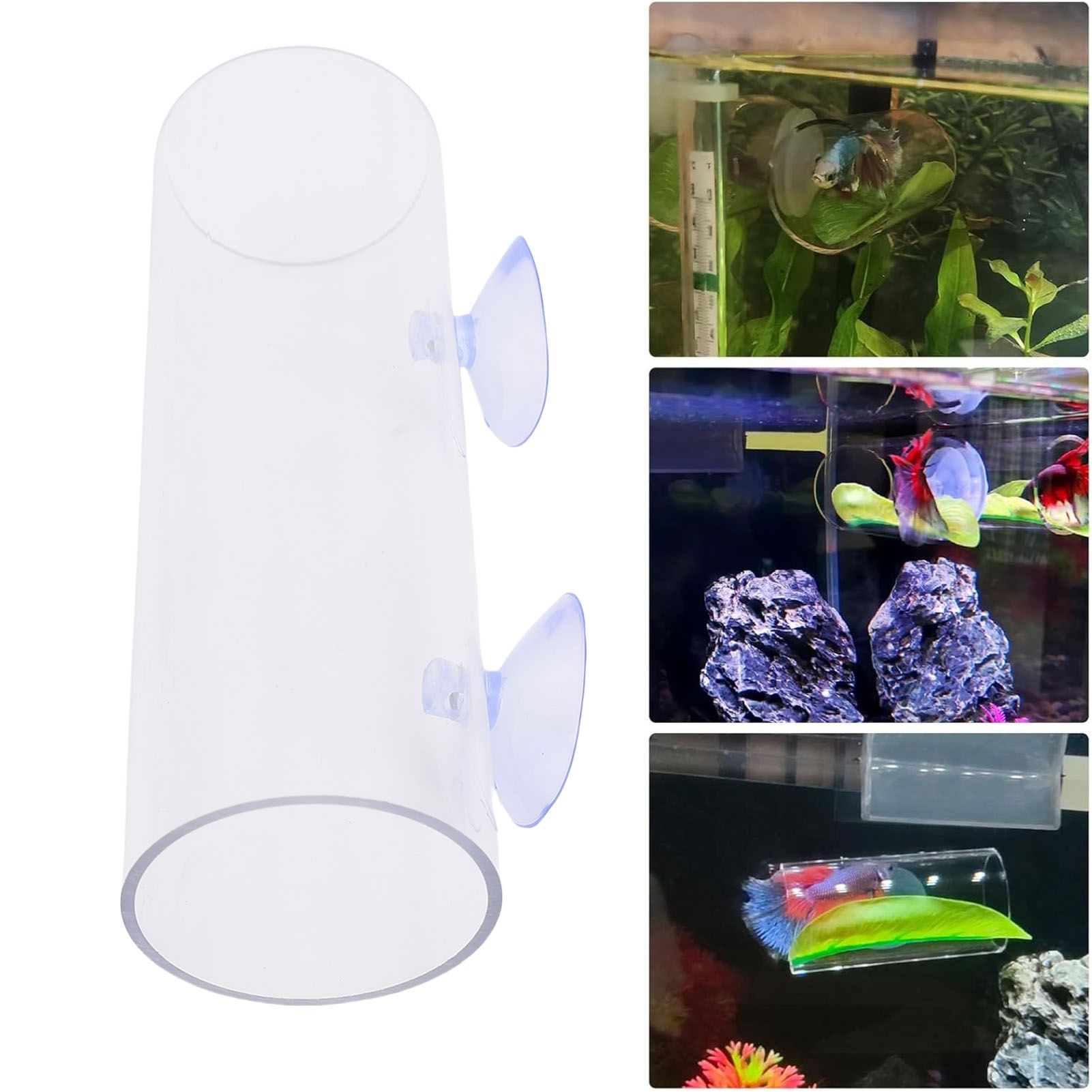 Betta Fish Tunnel Transparent Hollow Betta Fish Tube with Suction Cup for view 12