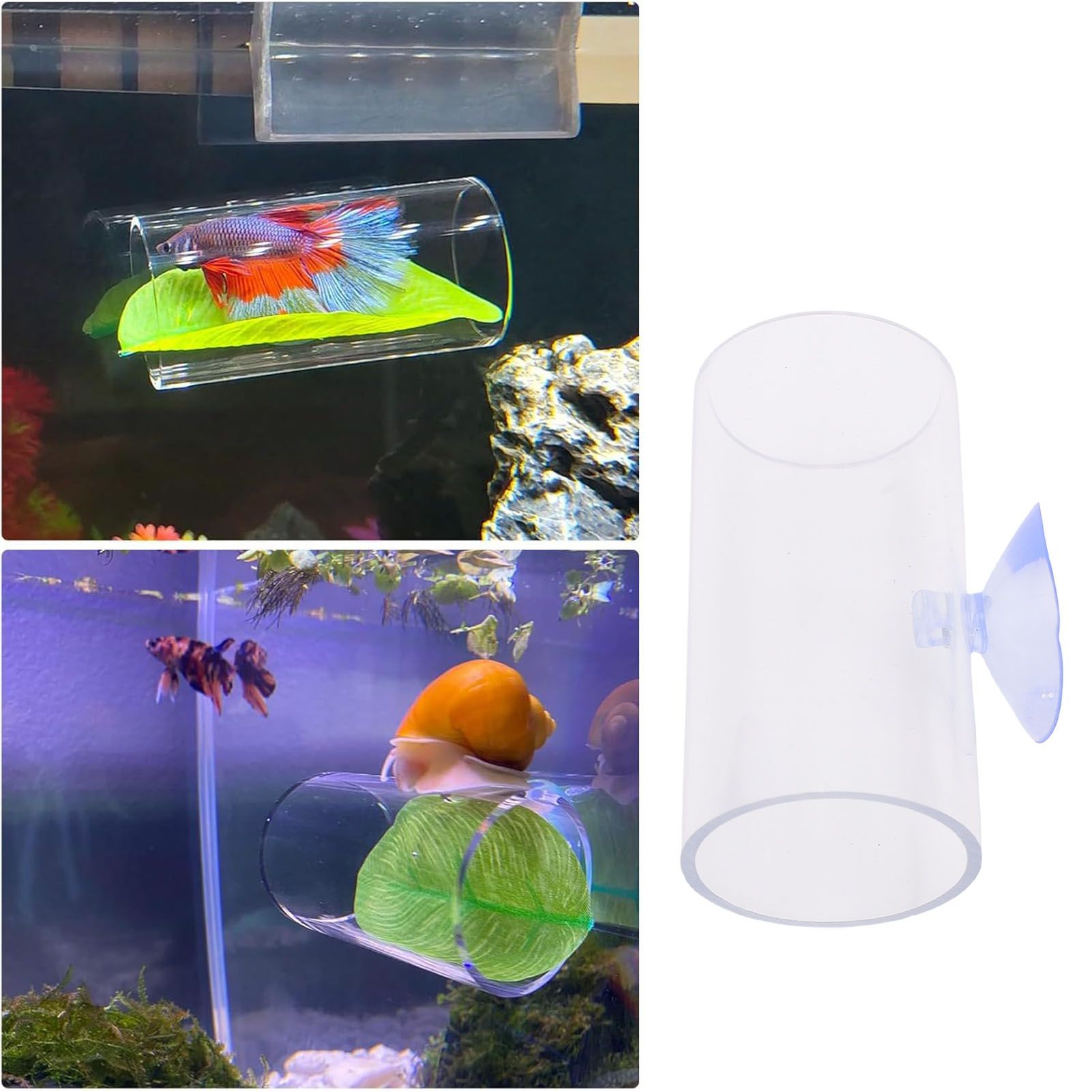Betta Fish Tunnel Transparent Hollow Betta Fish Tube with Suction Cup for view 12