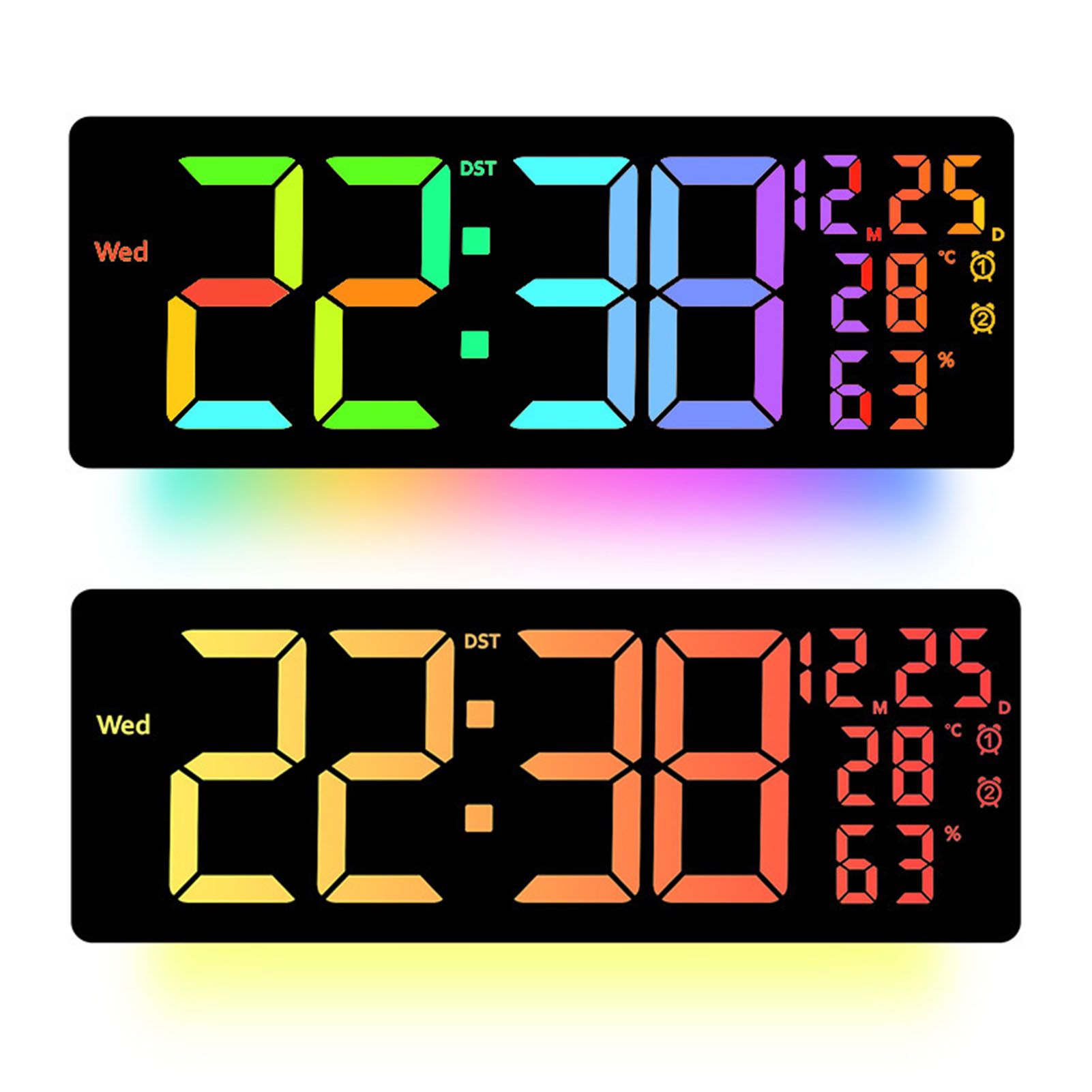 RGB Wall Clock Color Changing Large Size Multi-function Remote Control view 4