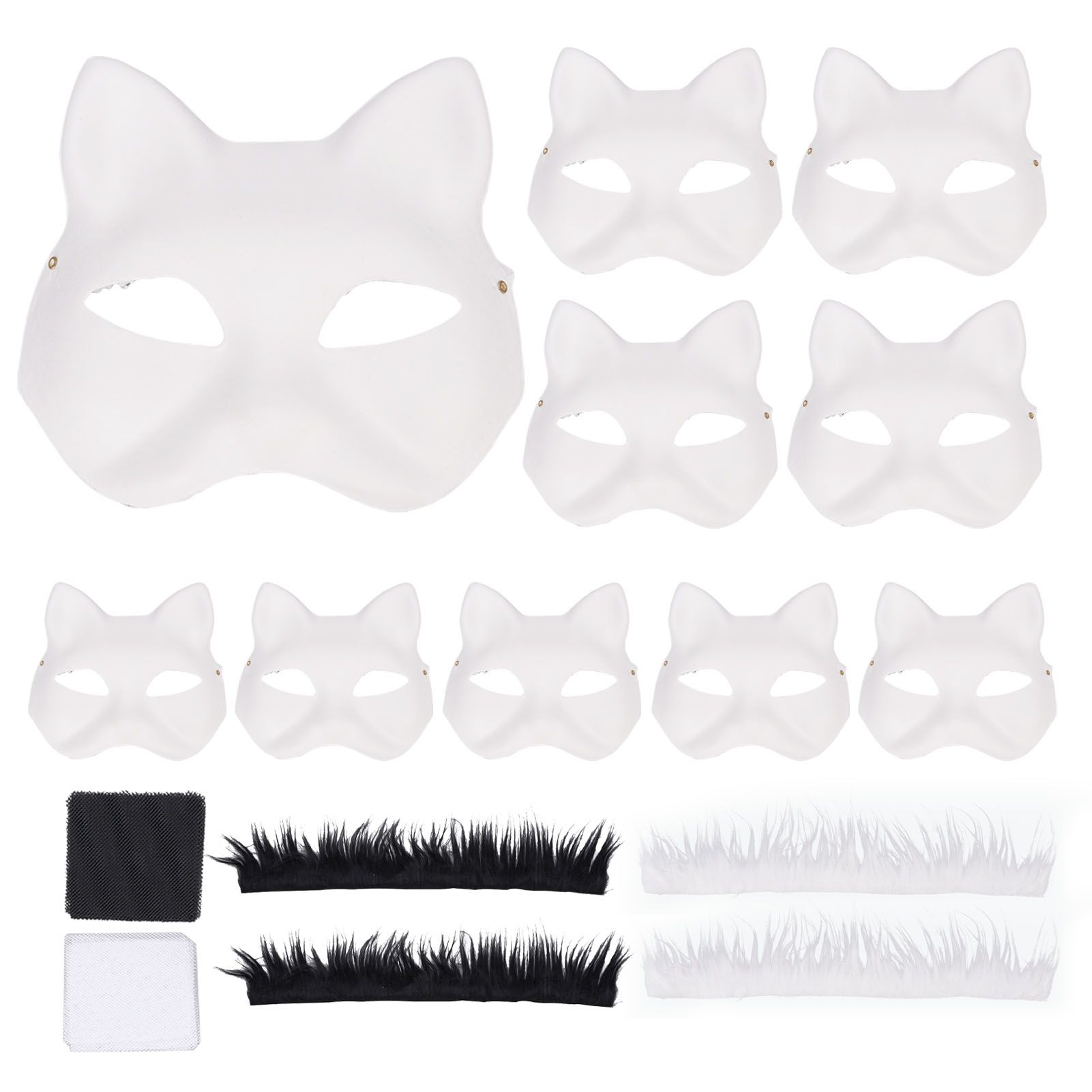 10PCS Cat Therian Face Cover Paper DIY Hand Painted Blank Animal Cat Half Face view 3