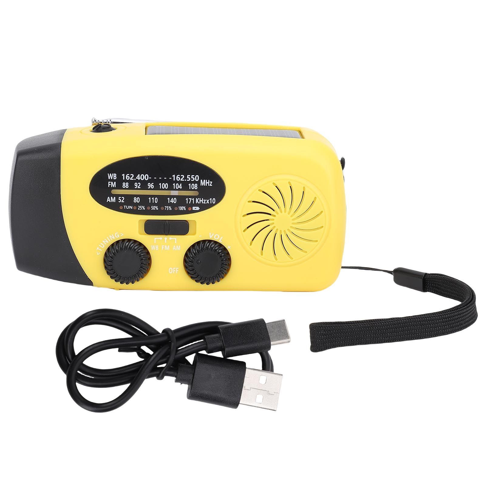 Solar Emergency Hand Crank Weather Radio LED Lighting SOS Alarm Portable Power view 3