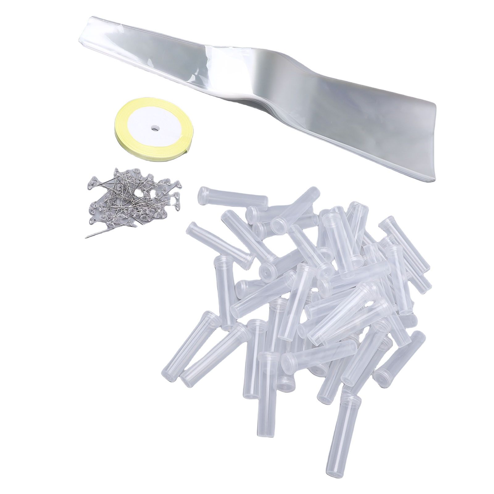50PCS Single Rose Sleeve with 50 Floral Water Tubes Plastic Clear Single view 4