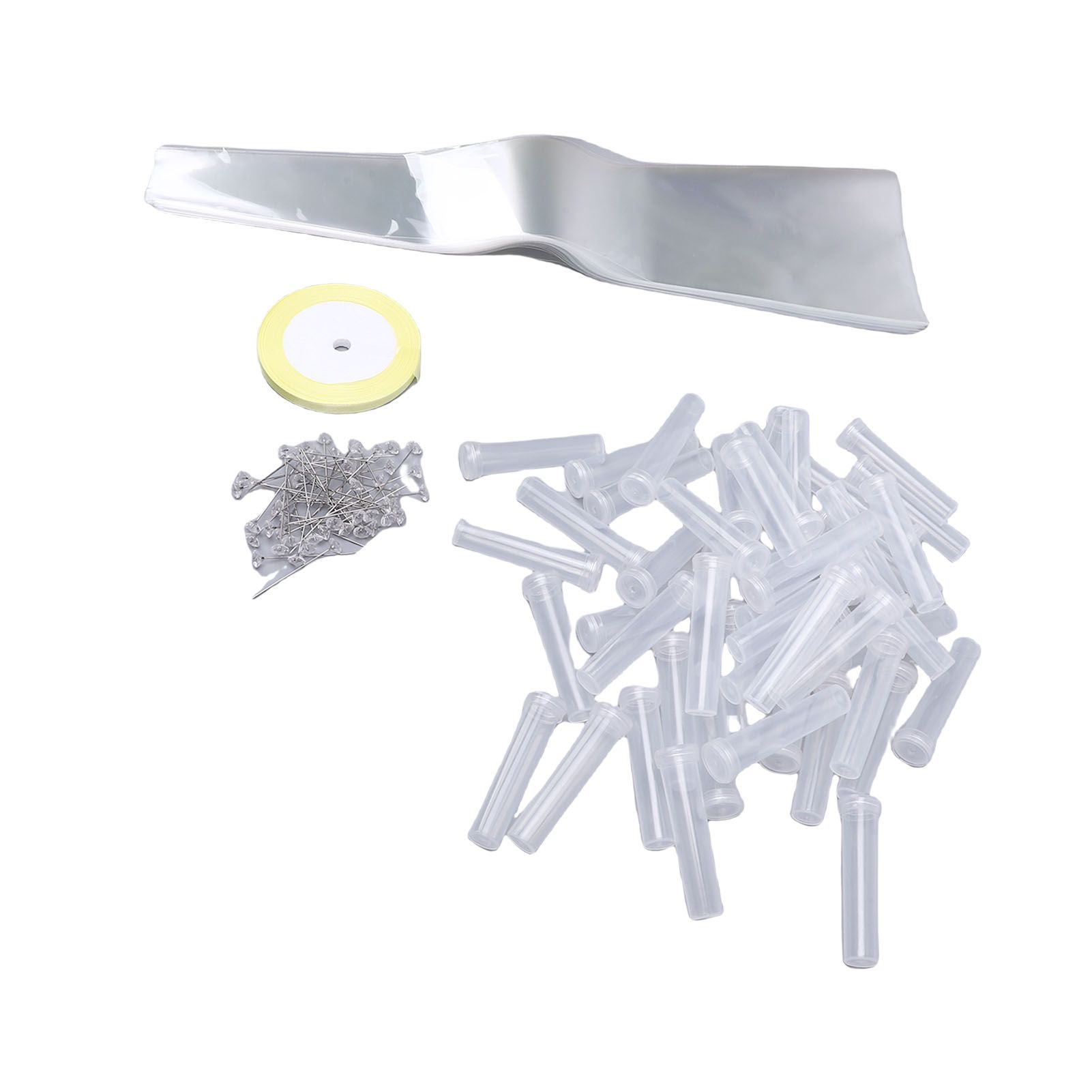 50PCS Single Rose Sleeve with 50 Floral Water Tubes Plastic Clear Single view 6