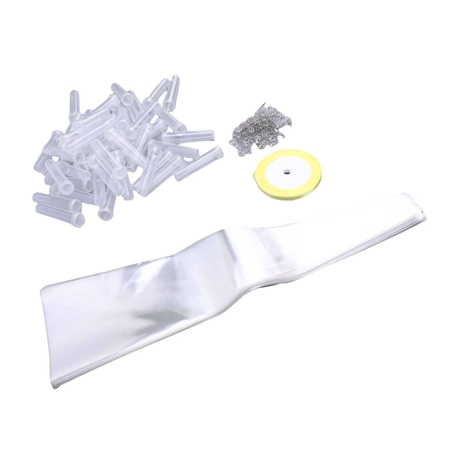 50PCS Single Rose Sleeve with 50 Floral Water Tubes Plastic Clear Single view 8