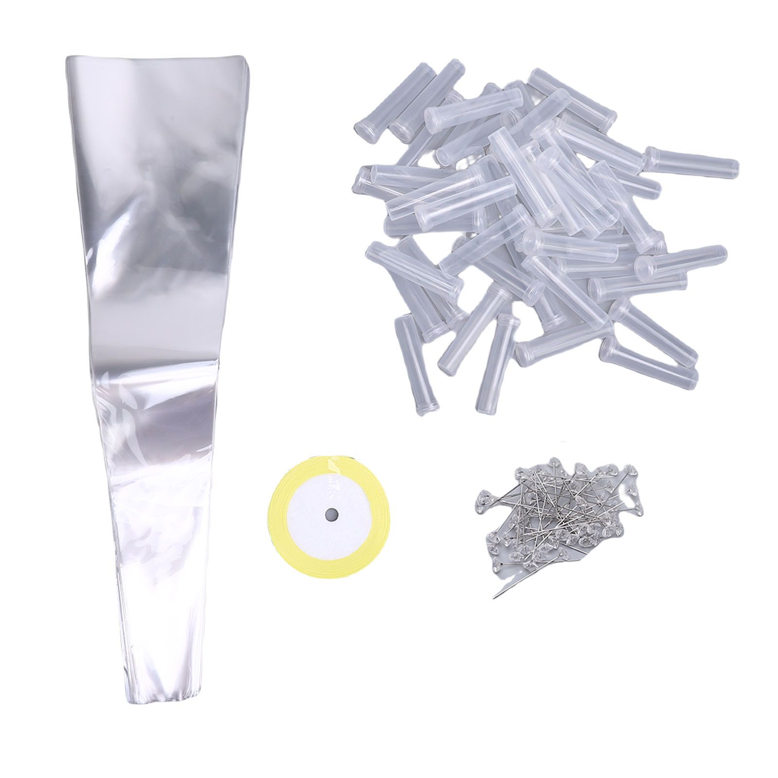 50PCS Single Rose Sleeve with 50 Floral Water Tubes Plastic Clear Single view 10