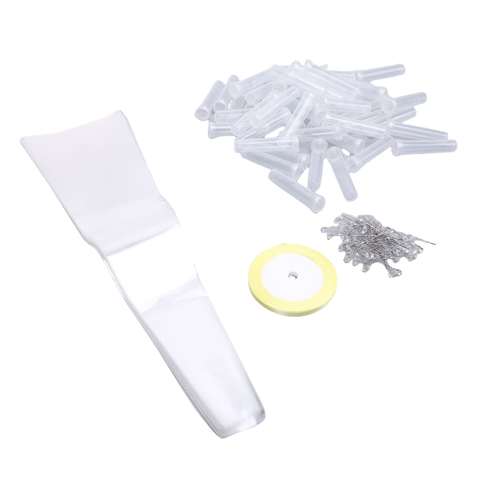 50PCS Single Rose Sleeve with 50 Floral Water Tubes Plastic Clear Single view 11