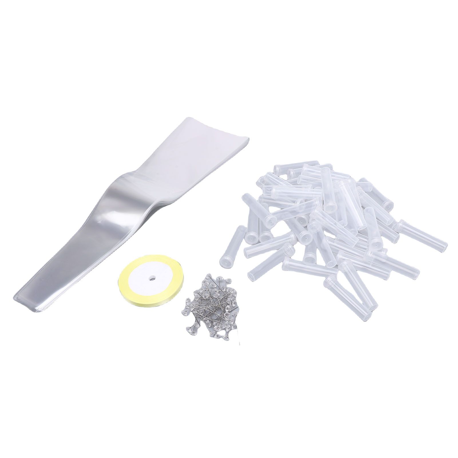 50PCS Single Rose Sleeve with 50 Floral Water Tubes Plastic Clear Single view 12
