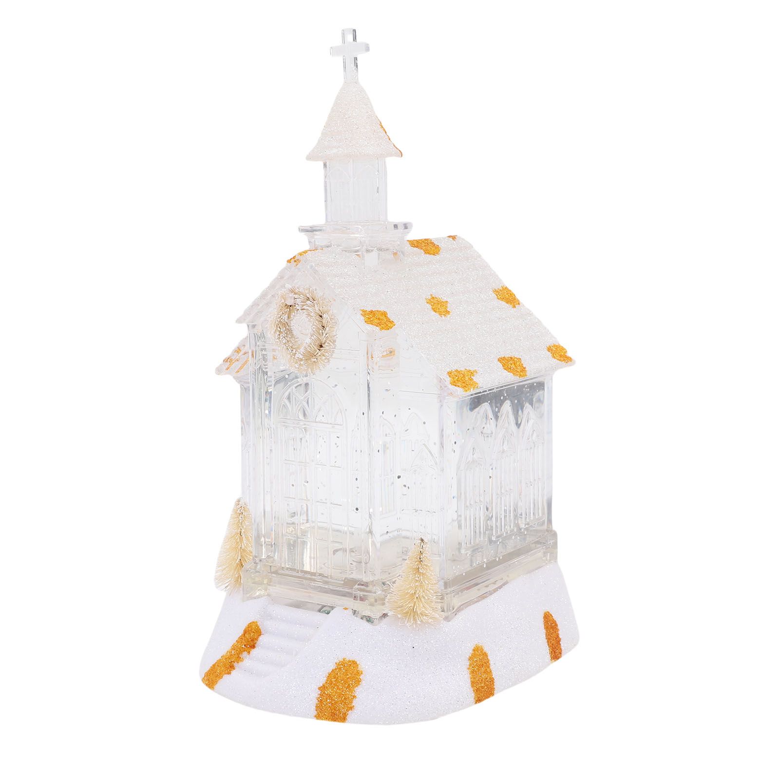 LED Lighted Xmas House Music Box USB Battery Operated Snow Frosted Glittering view 4