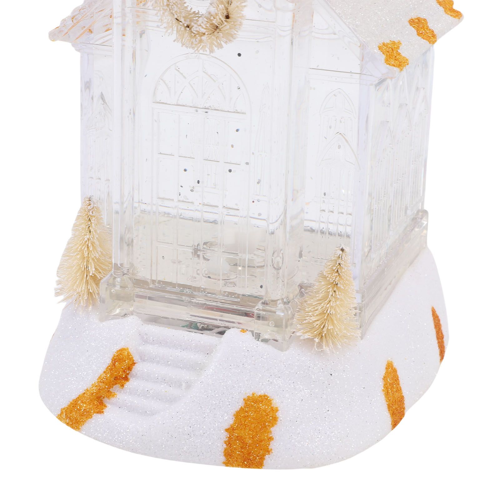 LED Lighted Xmas House Music Box USB Battery Operated Snow Frosted Glittering view 7