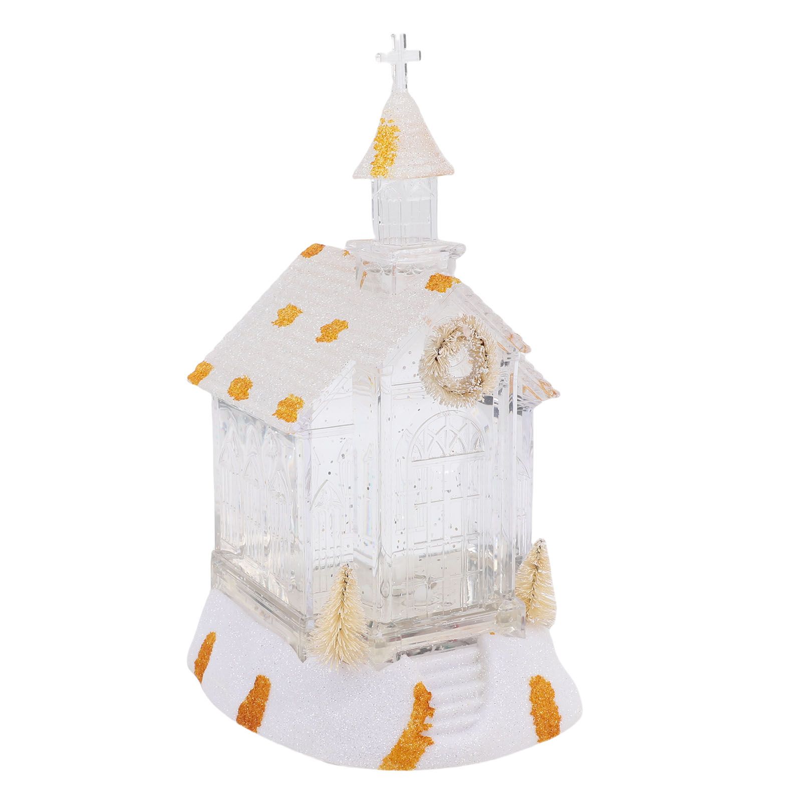 LED Lighted Xmas House Music Box USB Battery Operated Snow Frosted Glittering view 8