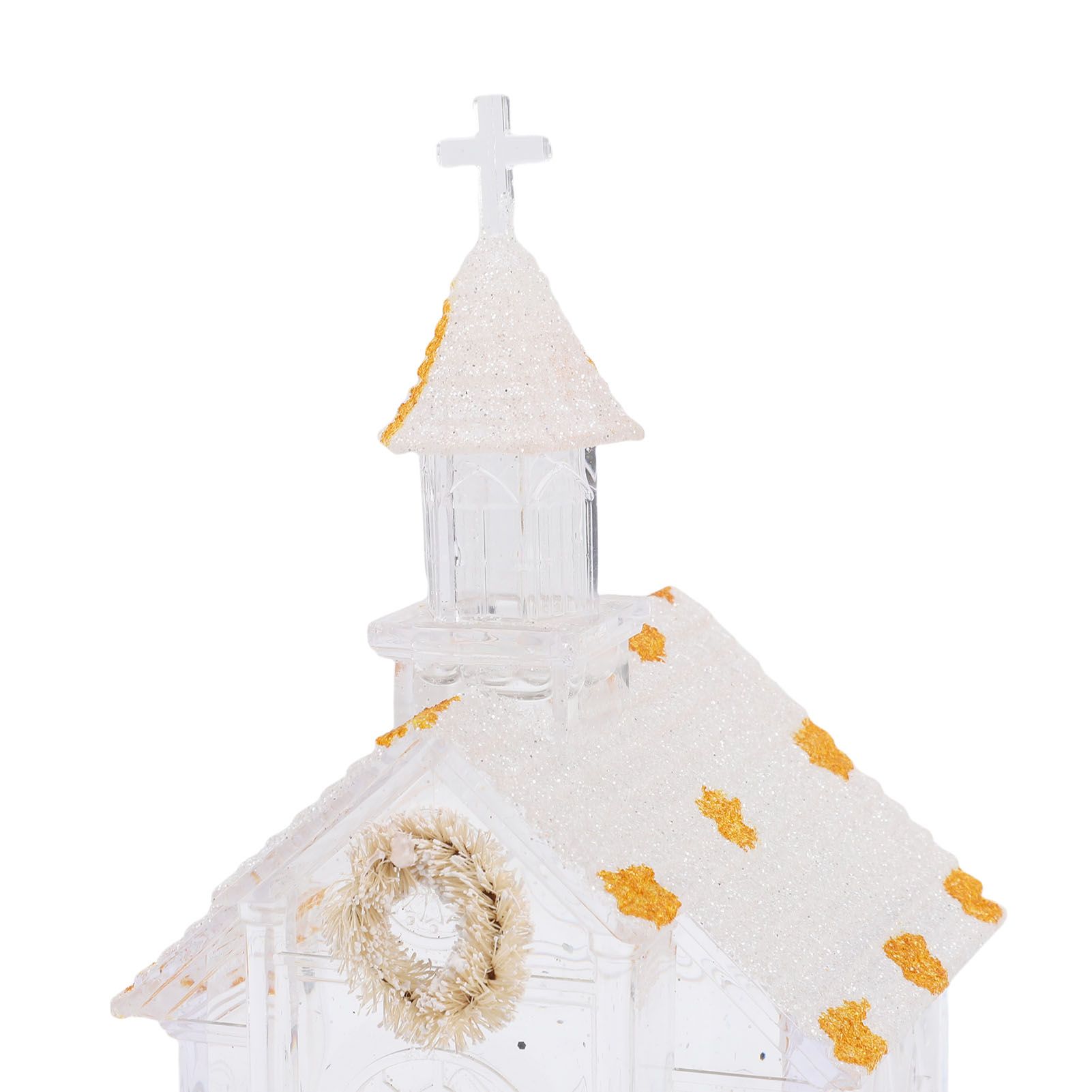 LED Lighted Xmas House Music Box USB Battery Operated Snow Frosted Glittering view 9