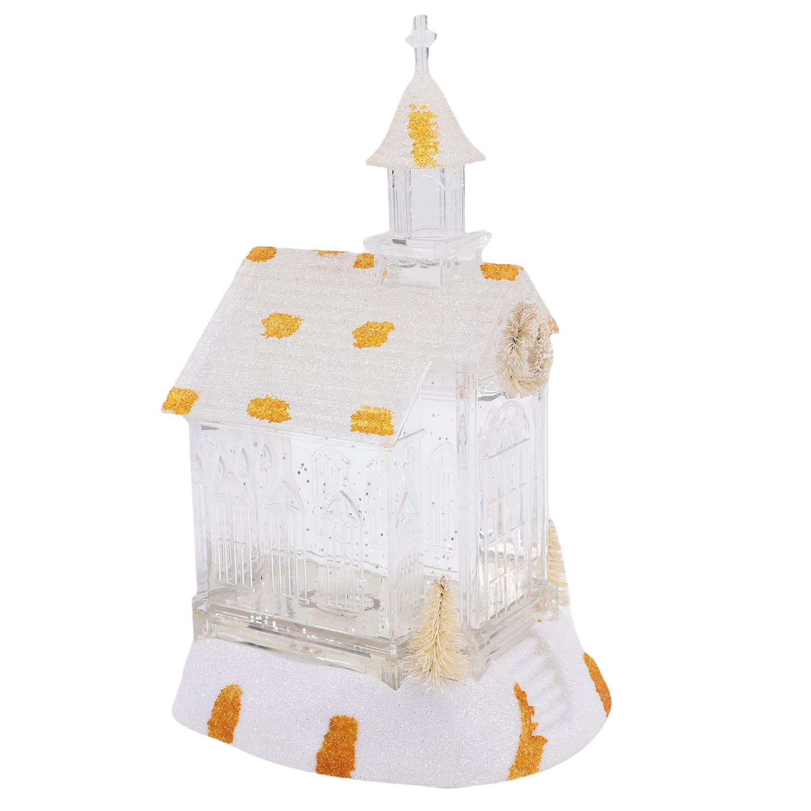 LED Lighted Xmas House Music Box USB Battery Operated Snow Frosted Glittering view 10
