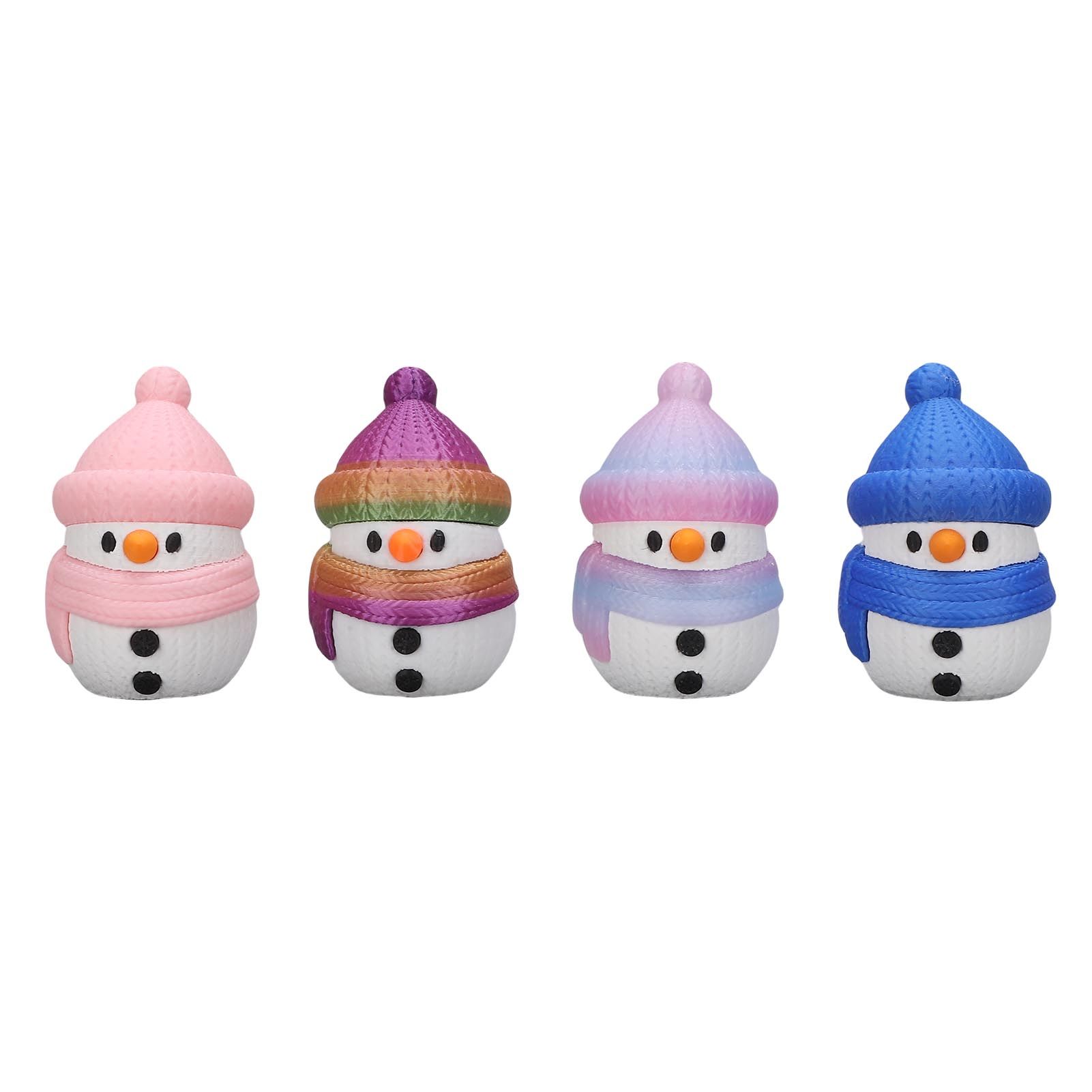 4 Pcs 3D Printing Xmas Snowman Decoration Cute Snowman Figurines Home view 3