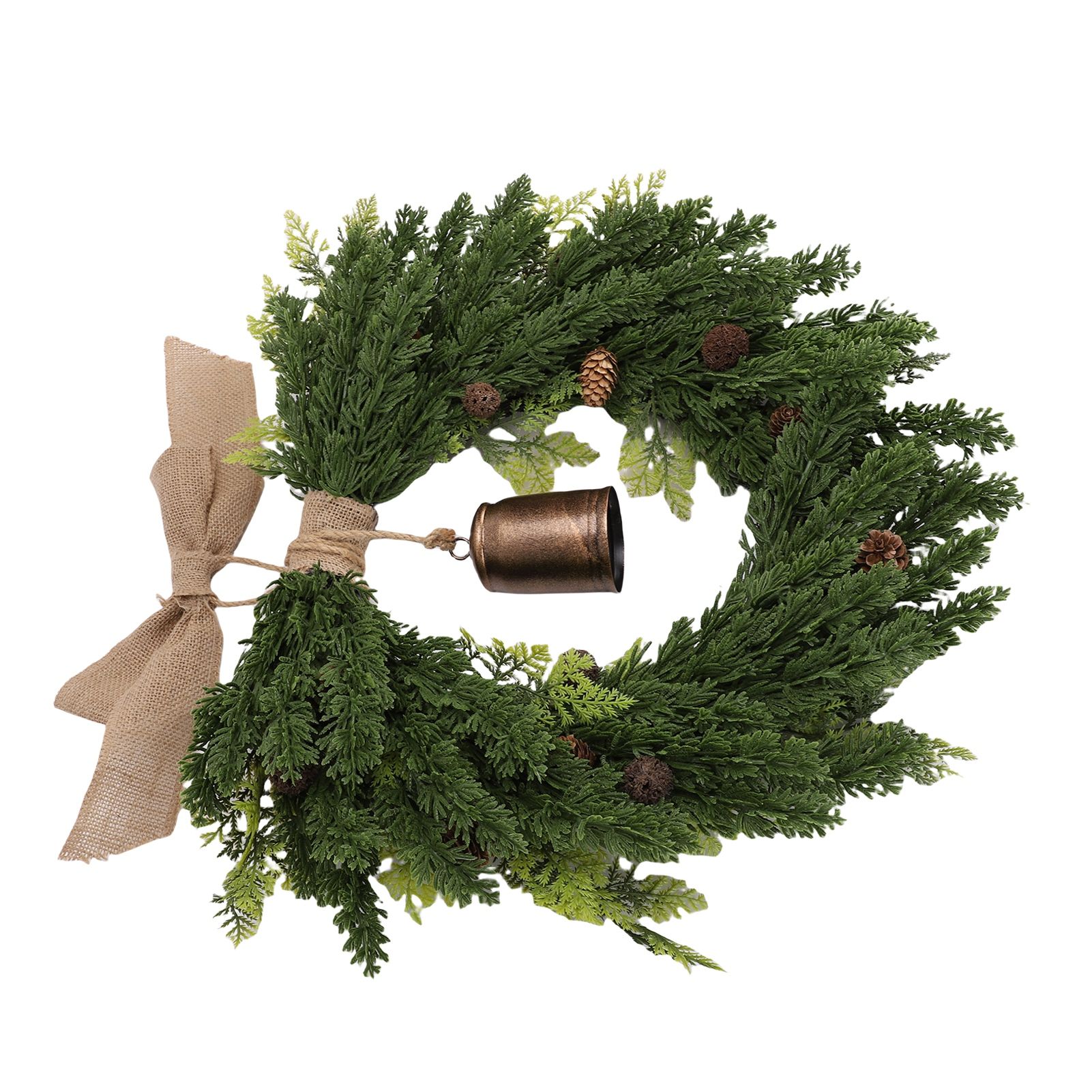 19.7 Inch Cedar Wreath Artificial Cedar Xmas Wreath with Vintage Rustic Cow