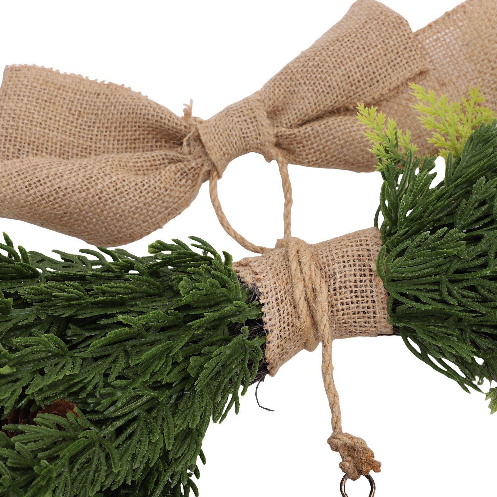 19.7 Inch Cedar Wreath Artificial Cedar Xmas Wreath with Vintage Rustic Cow view 2