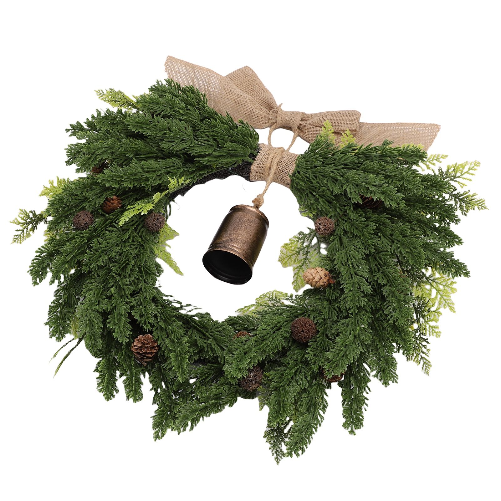 19.7 Inch Cedar Wreath Artificial Cedar Xmas Wreath with Vintage Rustic Cow view 6