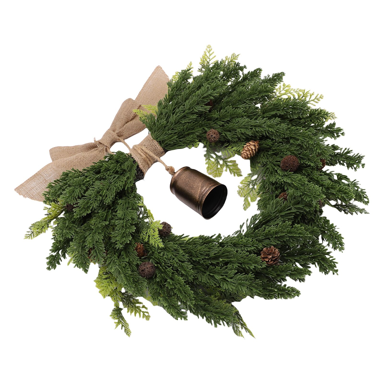 19.7 Inch Cedar Wreath Artificial Cedar Xmas Wreath with Vintage Rustic Cow view 10