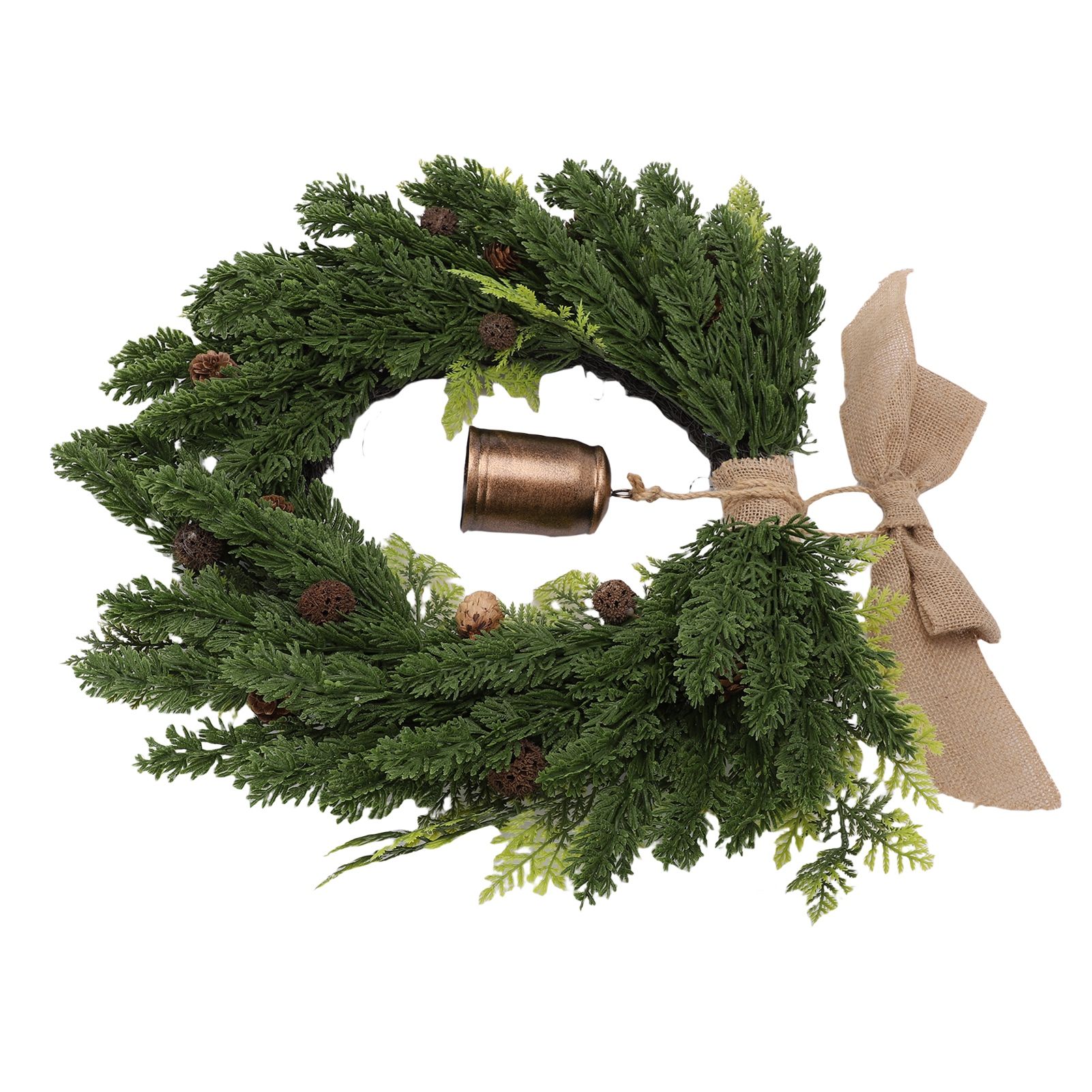 19.7 Inch Cedar Wreath Artificial Cedar Xmas Wreath with Vintage Rustic Cow view 11