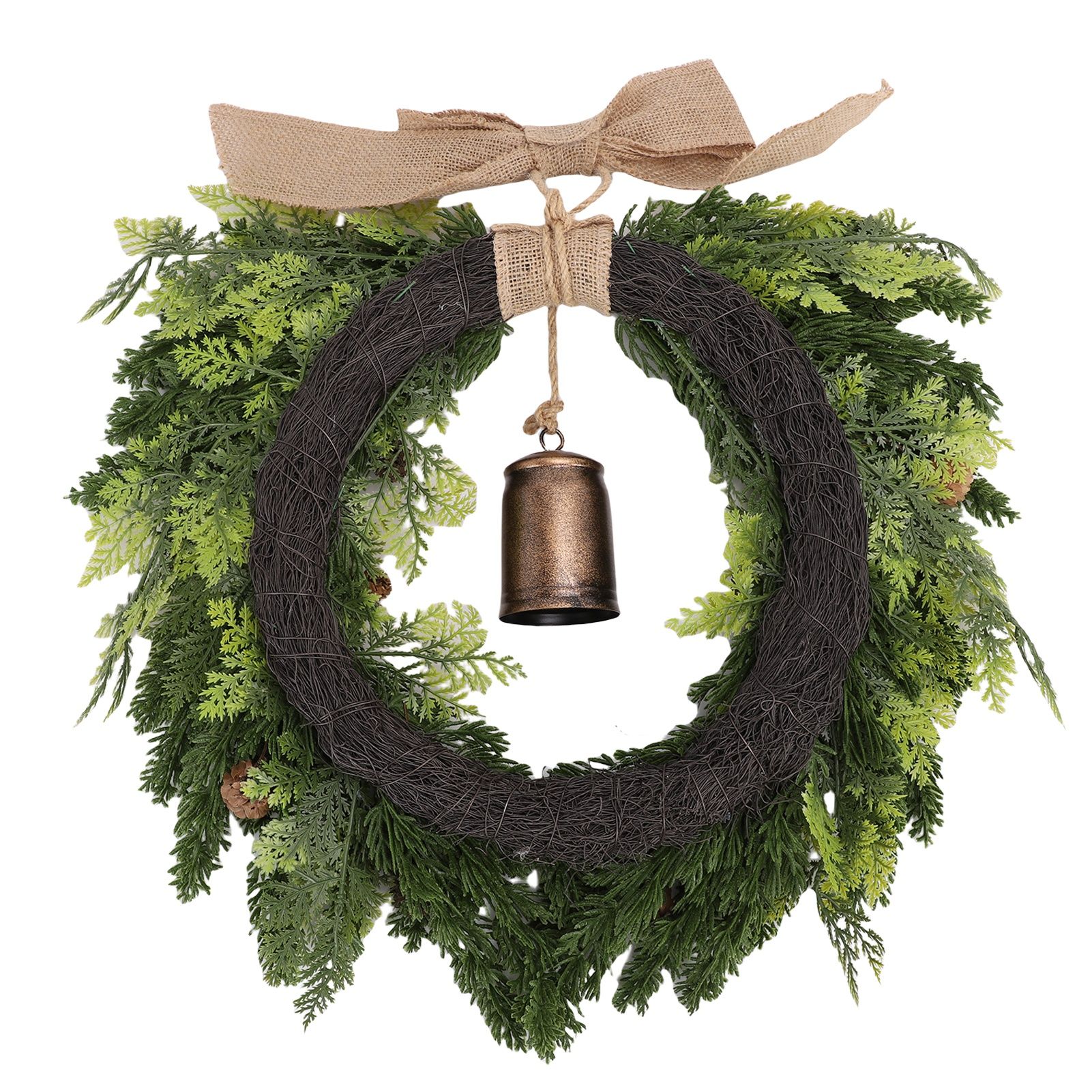 19.7 Inch Cedar Wreath Artificial Cedar Xmas Wreath with Vintage Rustic Cow view 12