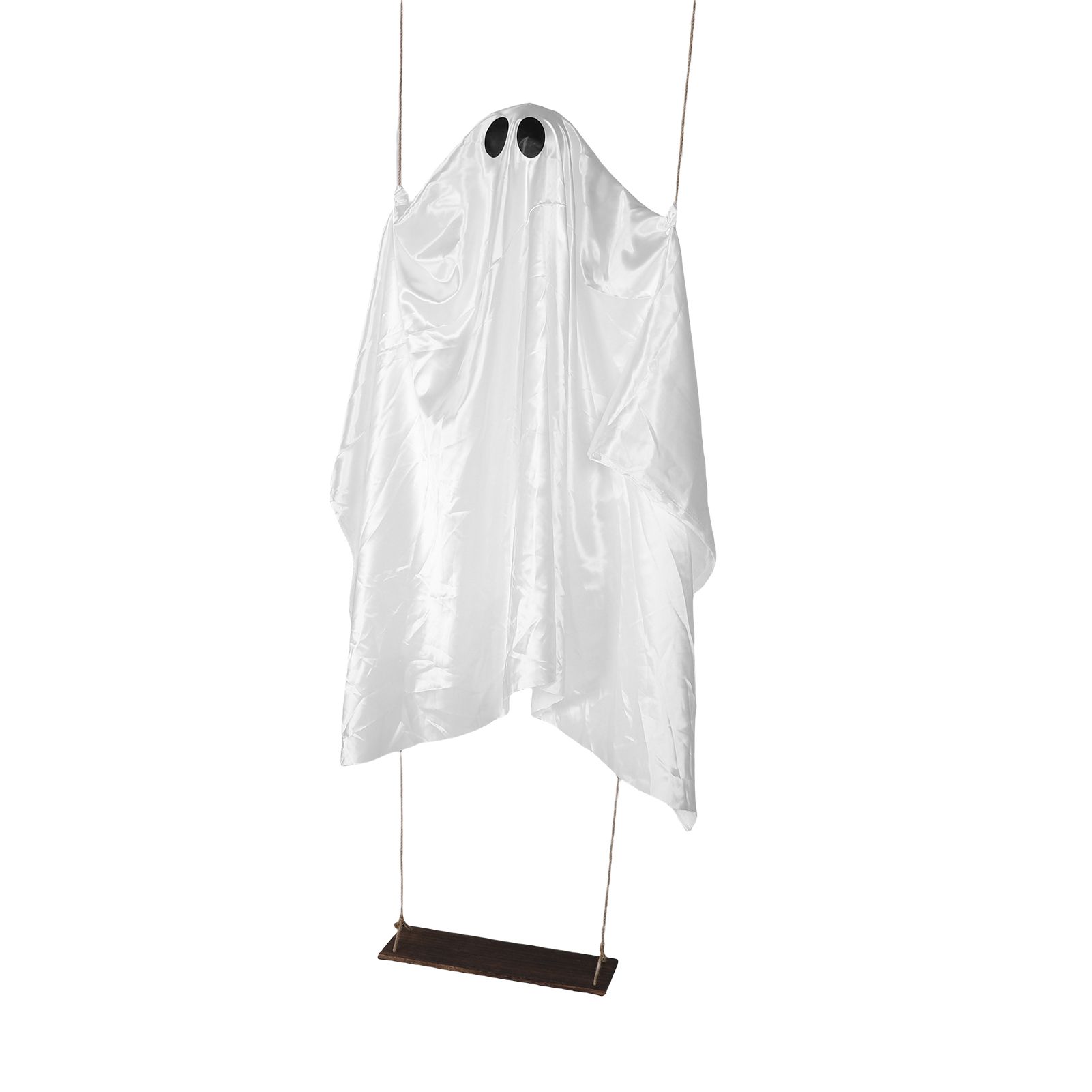Large Hanging Swing Ghost with String Lights Spooky Cute Hanging Ghost Decor view 4
