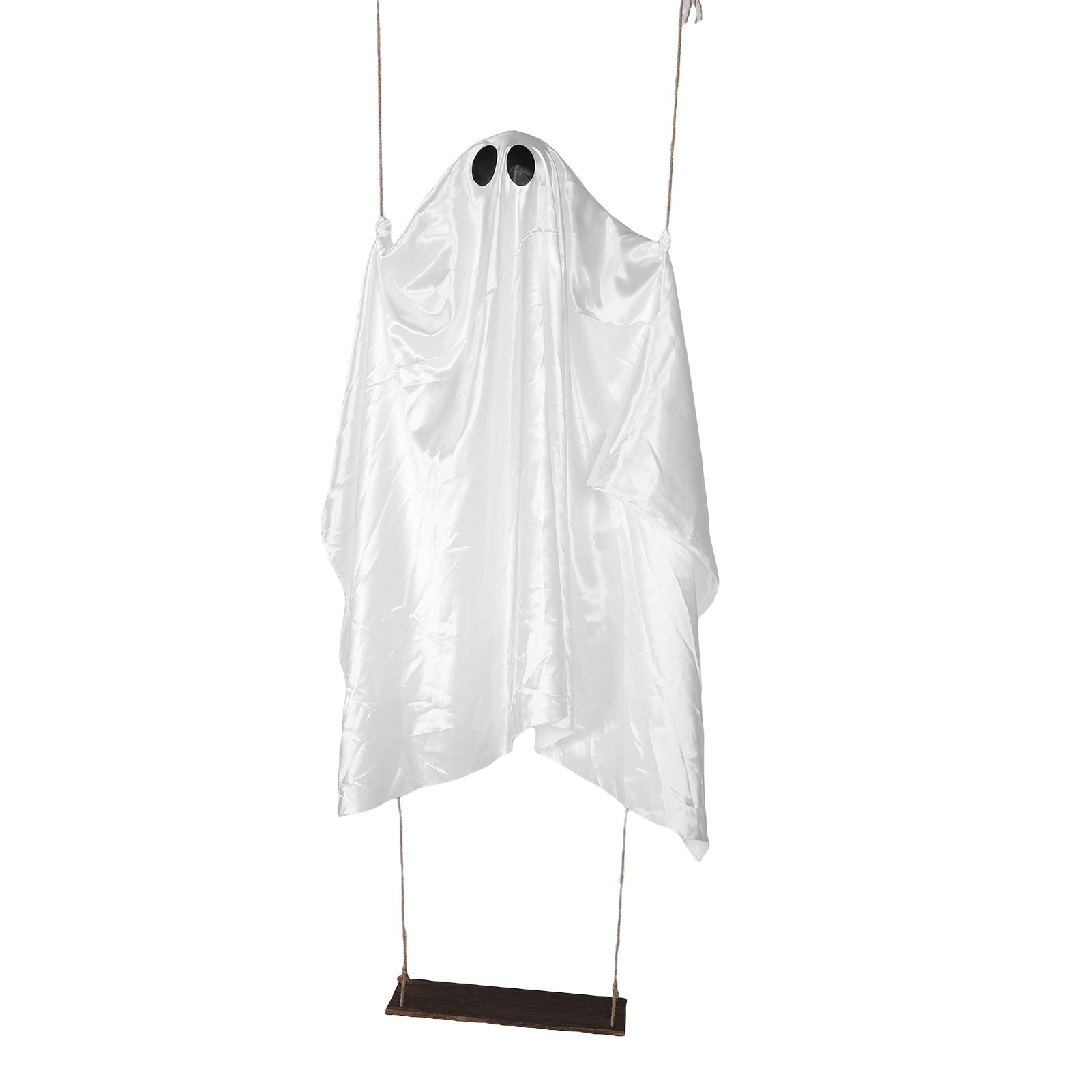 Large Hanging Swing Ghost with String Lights Spooky Cute Hanging Ghost Decor view 6