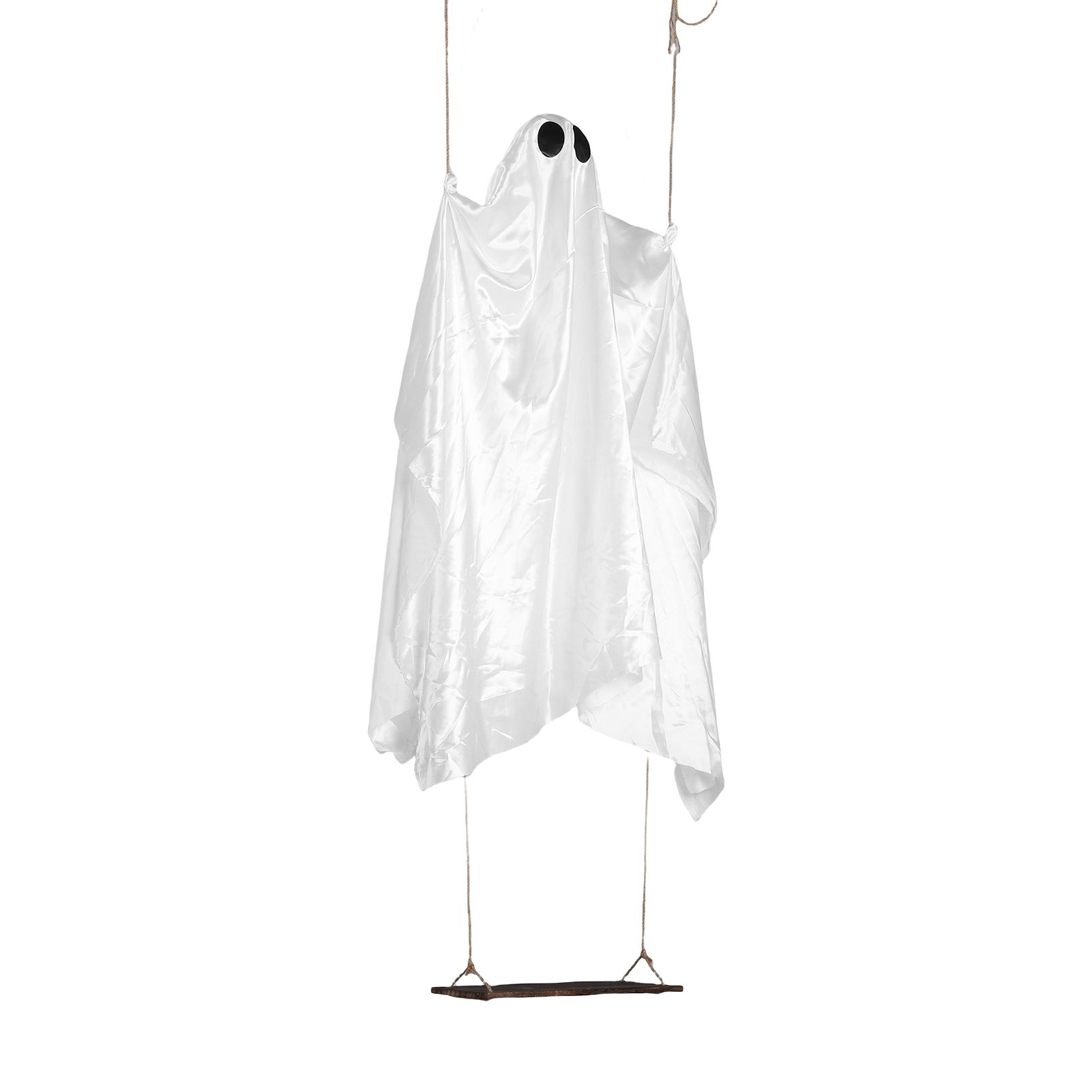 Large Hanging Swing Ghost with String Lights Spooky Cute Hanging Ghost Decor view 9