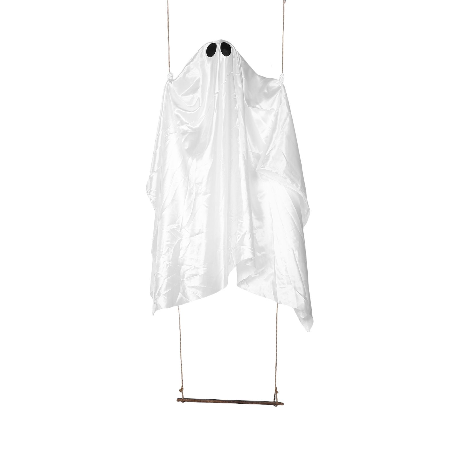Large Hanging Swing Ghost with String Lights Spooky Cute Hanging Ghost Decor view 12