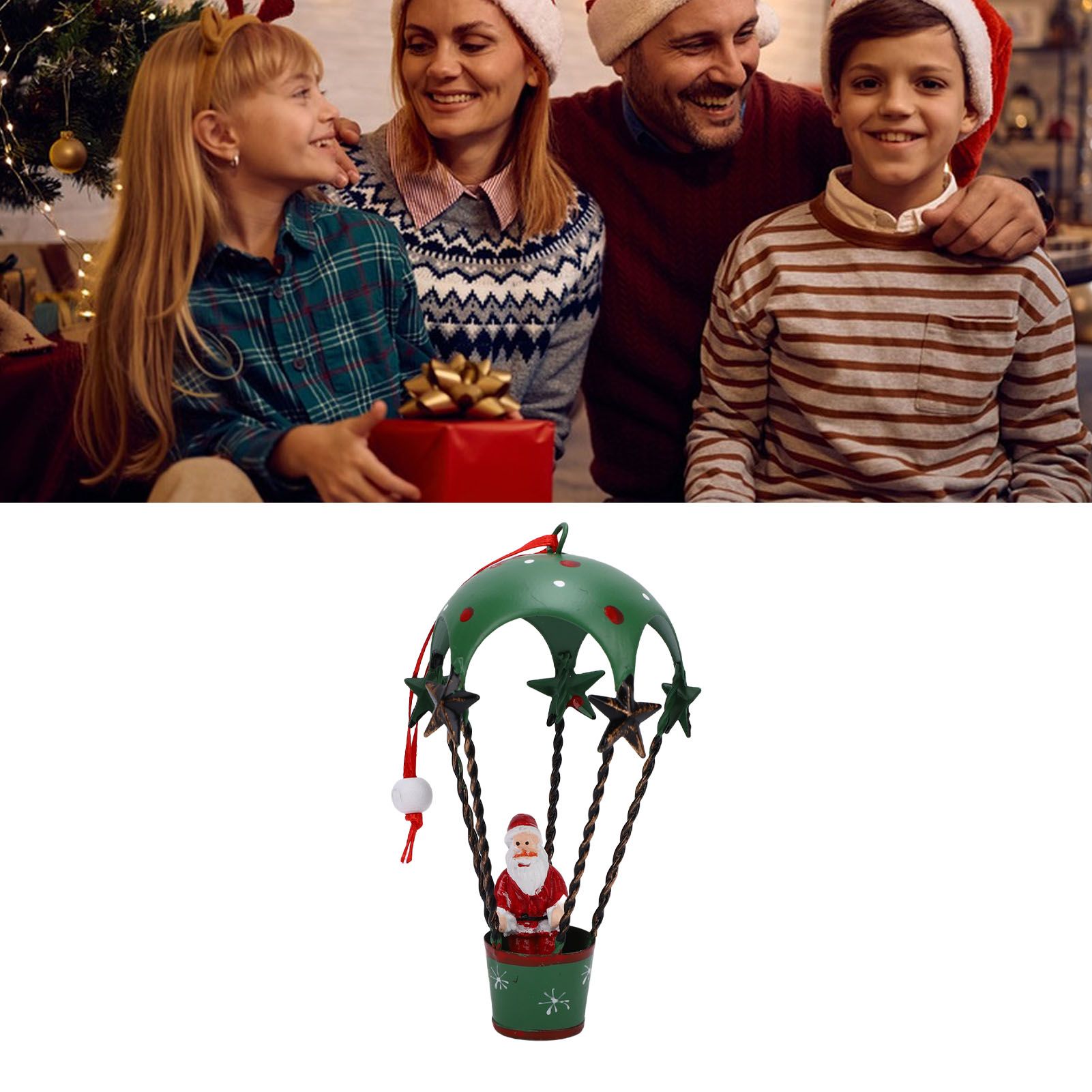 Xmas Tree Santa Ornament Vintage Iron Hanging Xmas Tree Santa Decoration for view 11