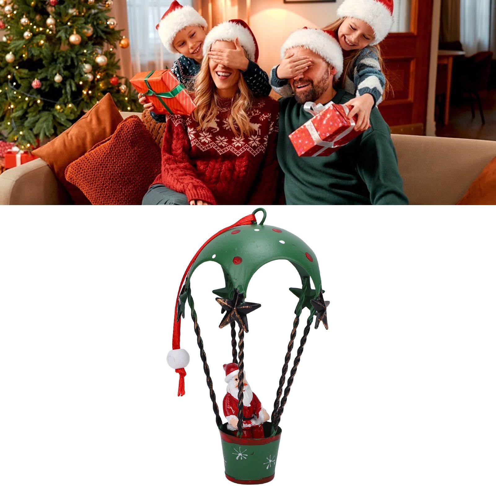 Xmas Tree Santa Ornament Vintage Iron Hanging Xmas Tree Santa Decoration for view 12