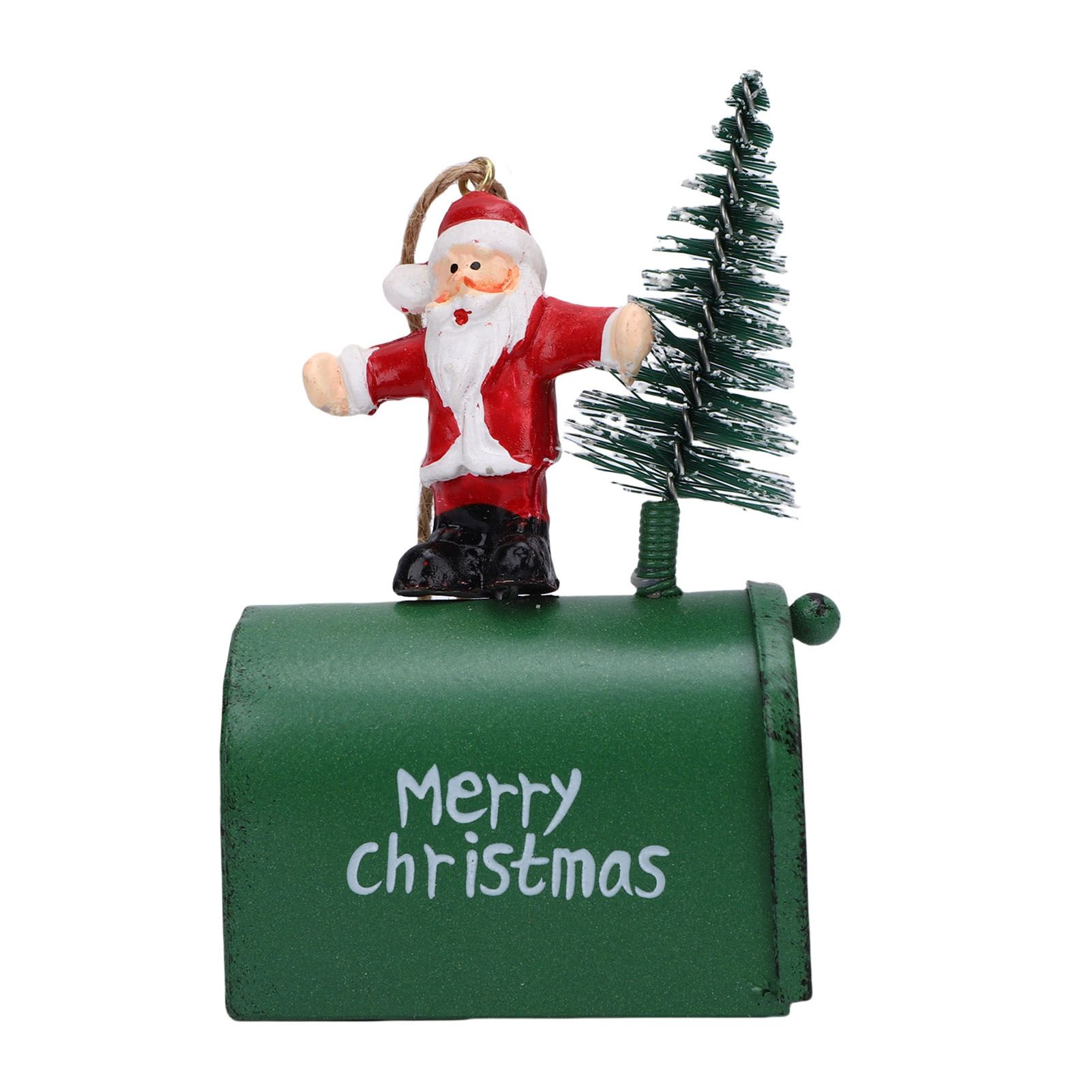 Xmas Tree Santa Ornament Vintage Iron Hanging Xmas Tree Santa Decoration for view 2