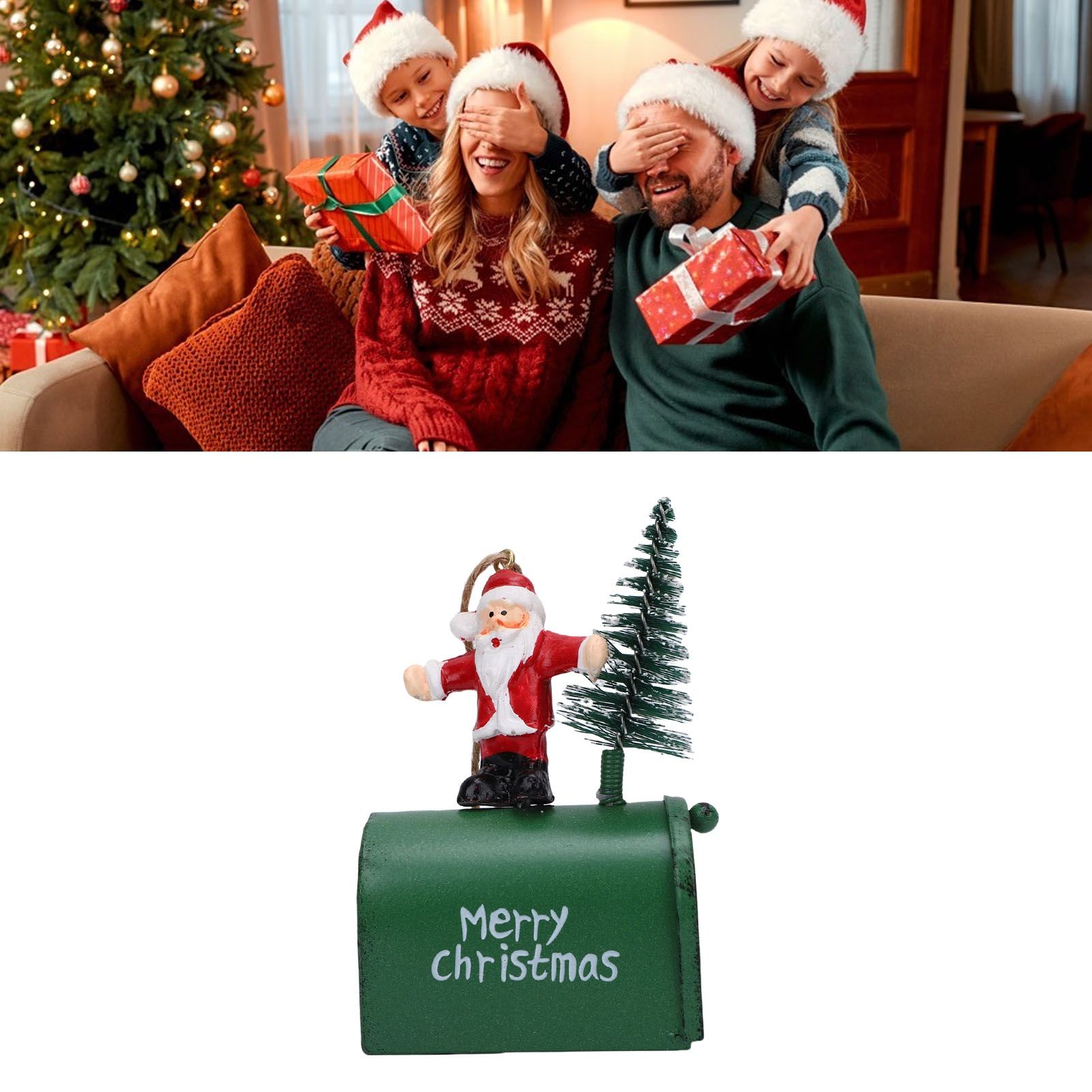 Xmas Tree Santa Ornament Vintage Iron Hanging Xmas Tree Santa Decoration for view 12