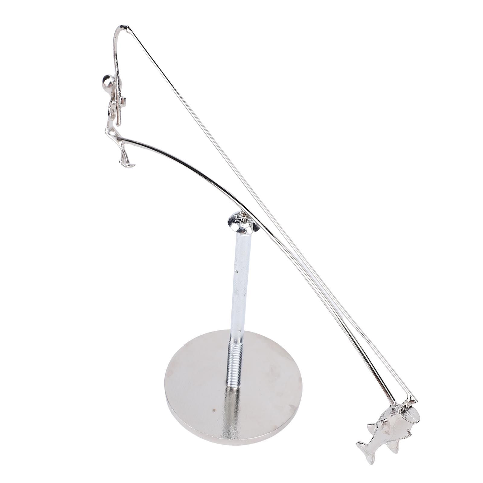 Fisherman Balancing Sculpture Modern Kinetic Metal Fishing Statue for Home view 10