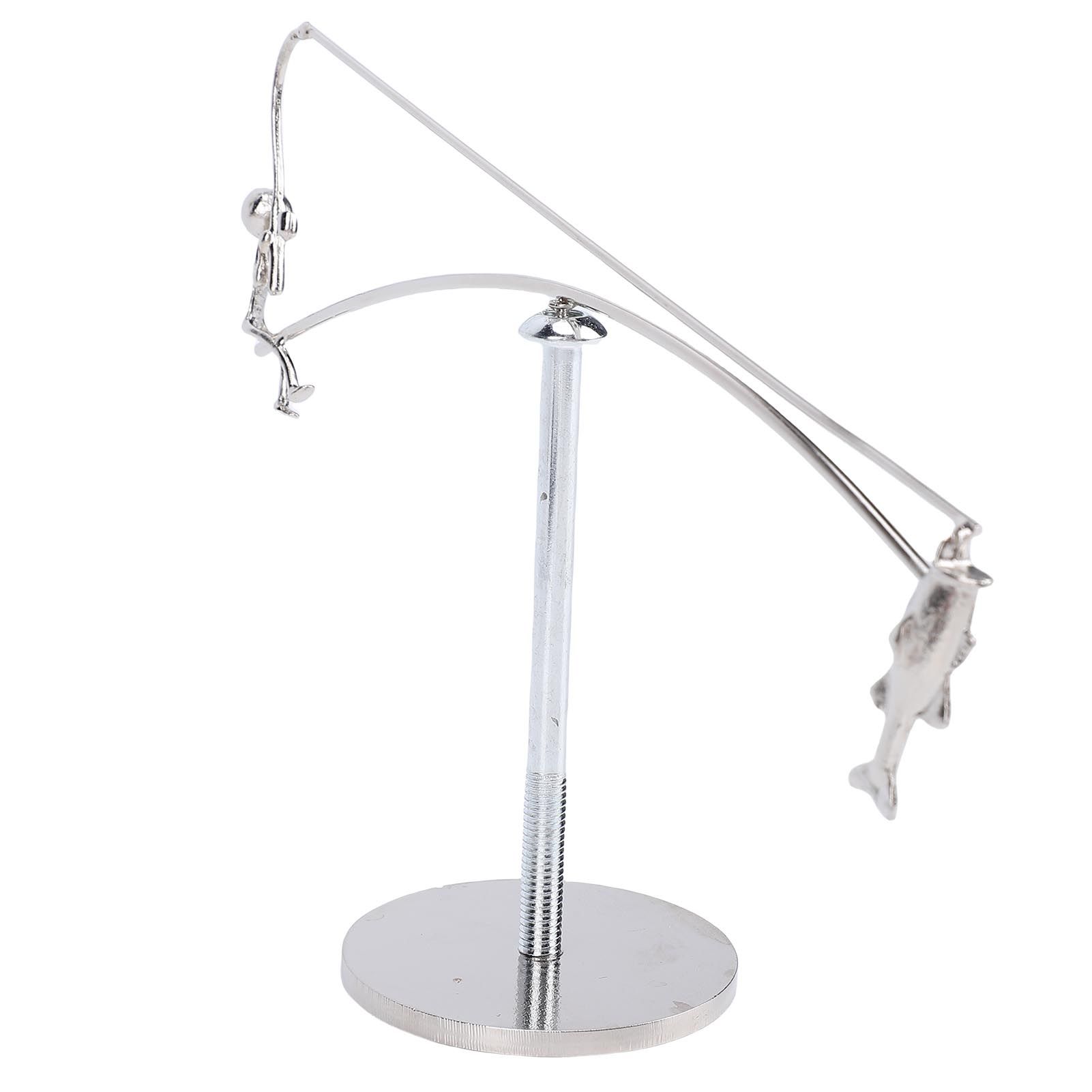 Fisherman Balancing Sculpture Modern Kinetic Metal Fishing Statue for Home view 12