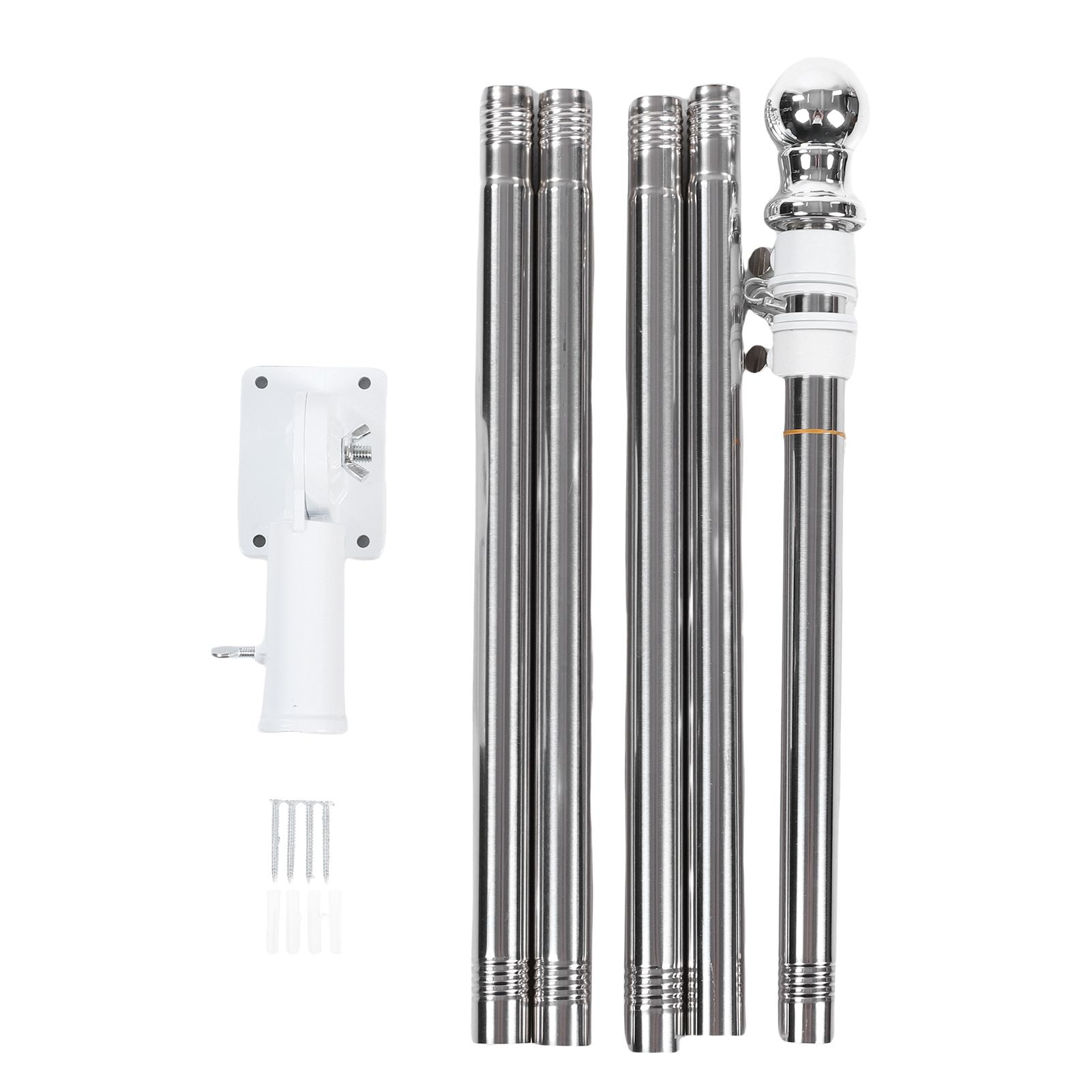 6FT Flag Pole Kit Stainless Steel Weather Proof Anti Tangling Adjustable Wall view 3