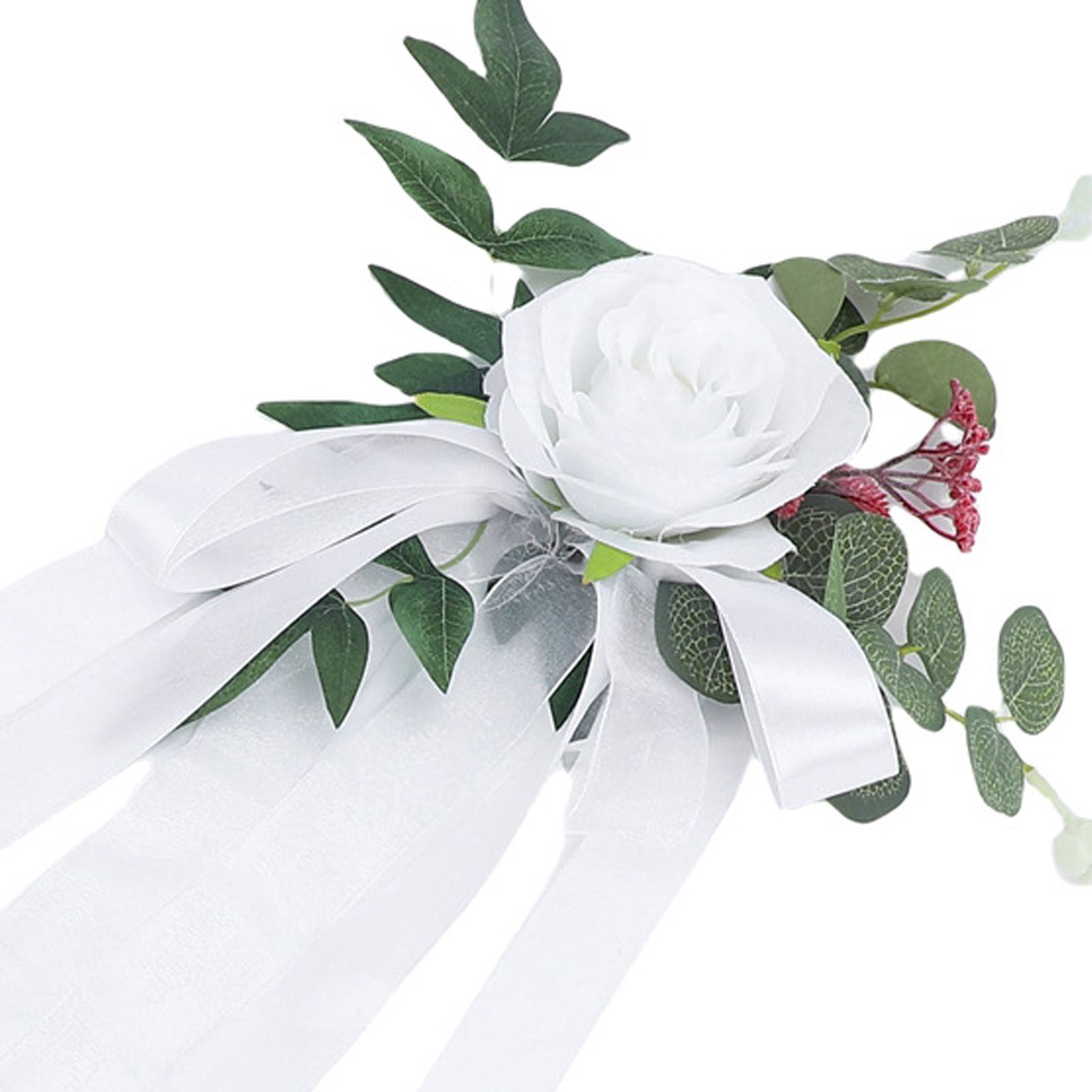 Wedding Chair Silk Flower Decoration Realistic Chair Back Floral Decor for view 2
