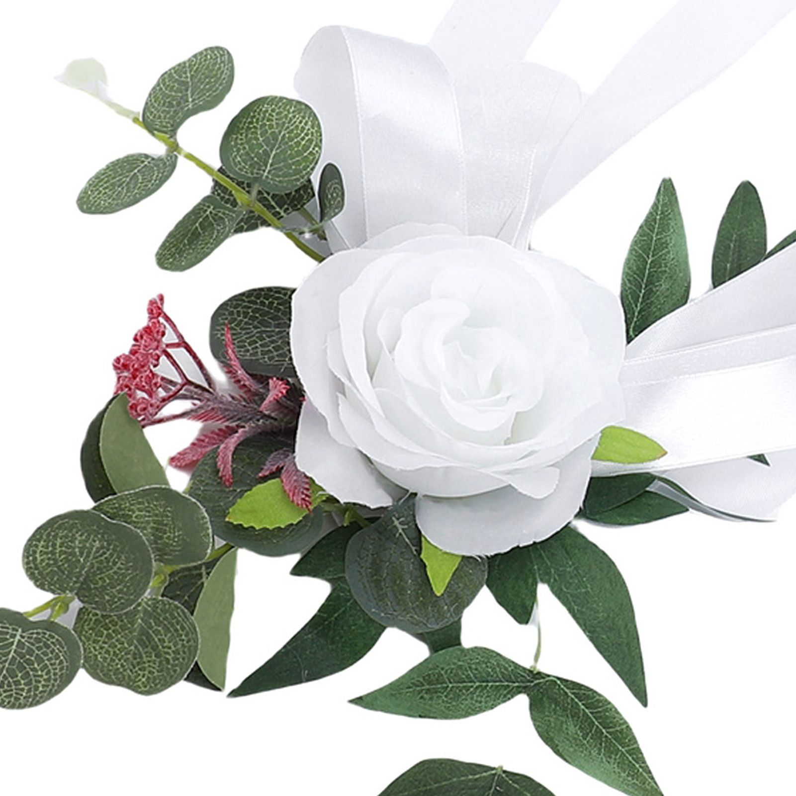 Wedding Chair Silk Flower Decoration Realistic Chair Back Floral Decor for view 5