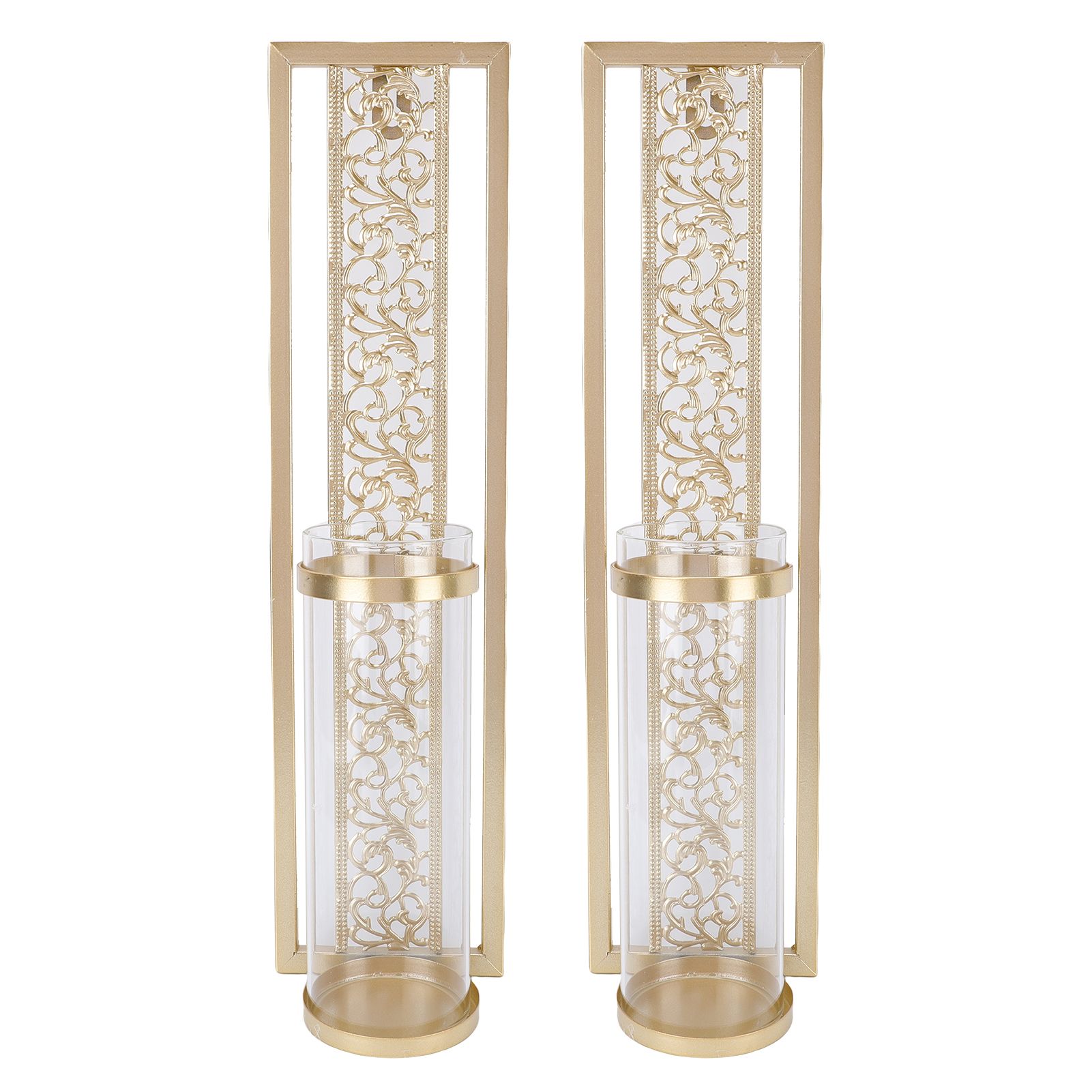 2pcs Wall Candle Holder Vintage Hollowed Candle Holder Metal Wall Art with