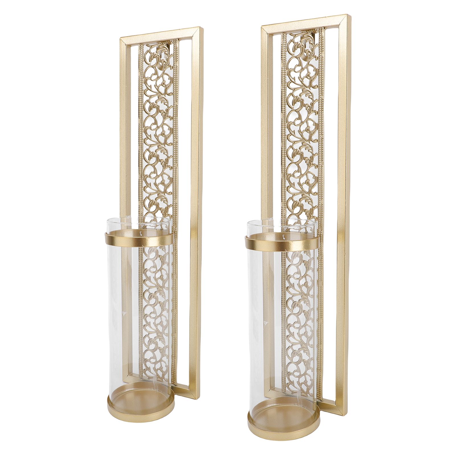 2pcs Wall Candle Holder Vintage Hollowed Candle Holder Metal Wall Art with view 4