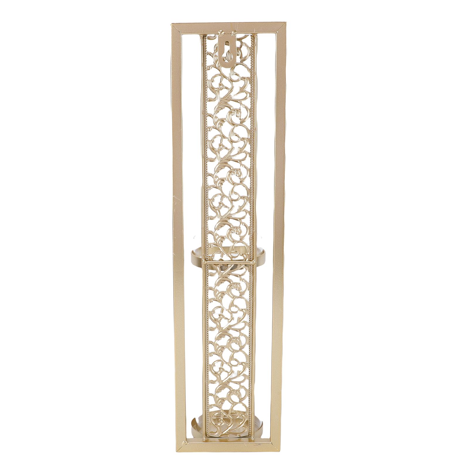 2pcs Wall Candle Holder Vintage Hollowed Candle Holder Metal Wall Art with view 5