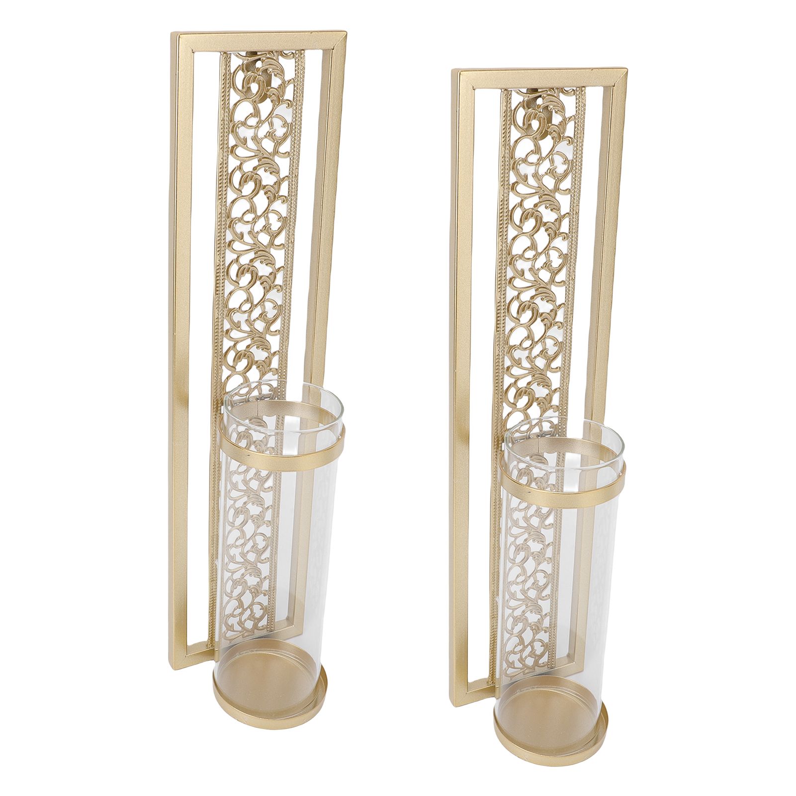 2pcs Wall Candle Holder Vintage Hollowed Candle Holder Metal Wall Art with view 6