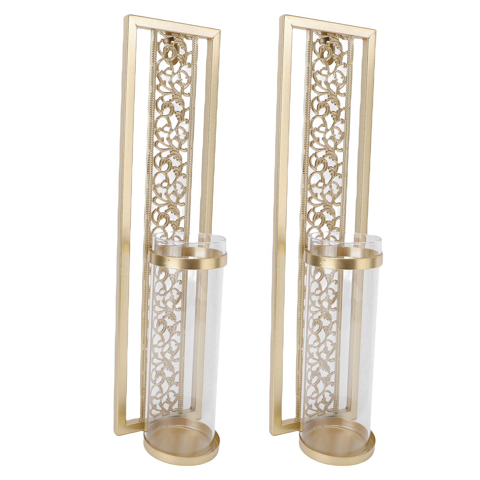 2pcs Wall Candle Holder Vintage Hollowed Candle Holder Metal Wall Art with view 8
